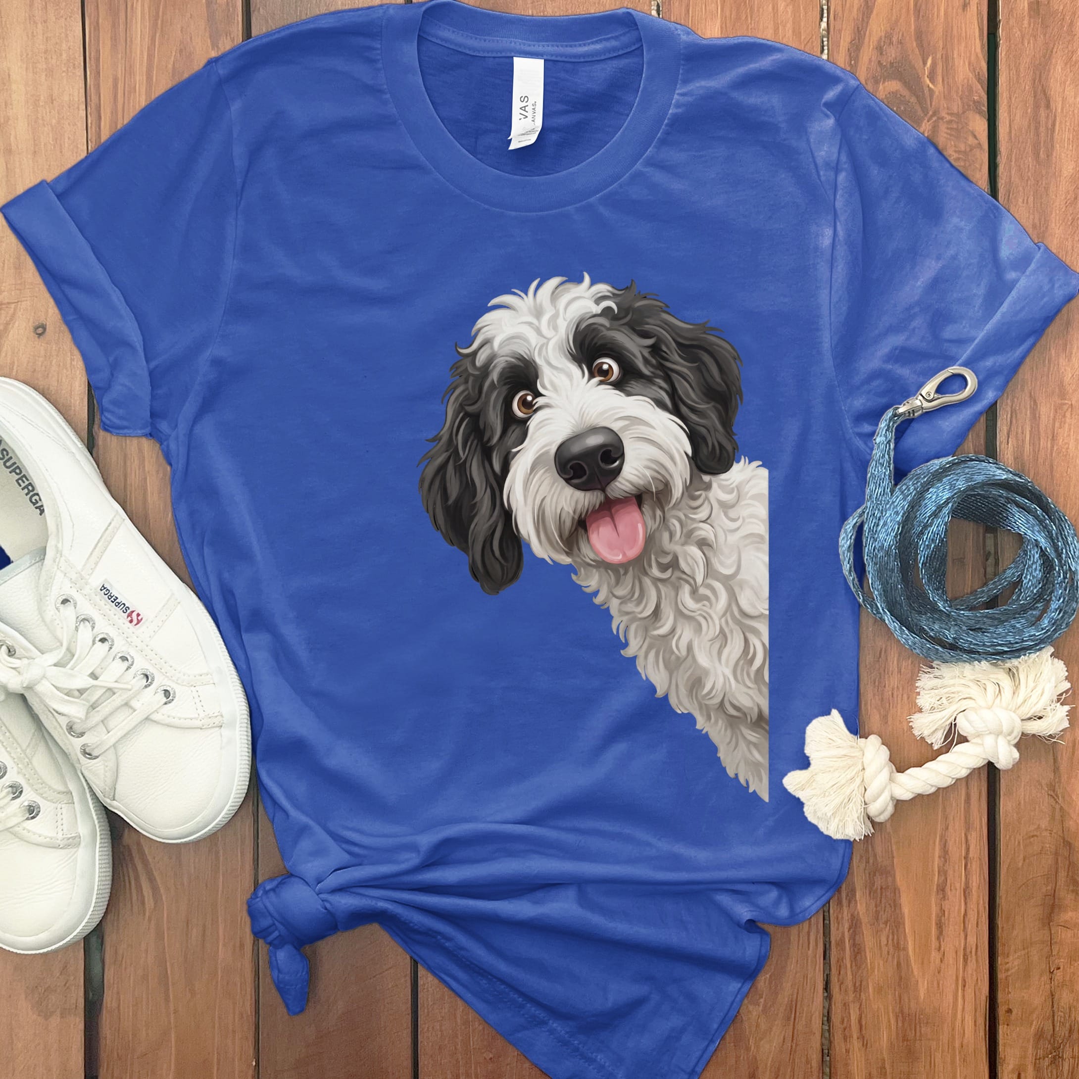 Tongue Out Sheepadoodle T-Shirt in True Royal / S by MyDesigns