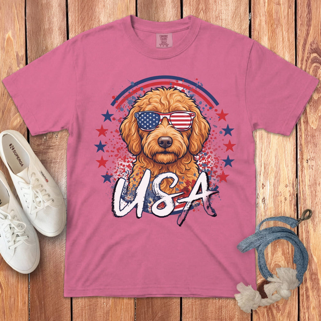 USA Apricot Doodle Signature T-Shirt in Crunchberry / S by Puppy Jo