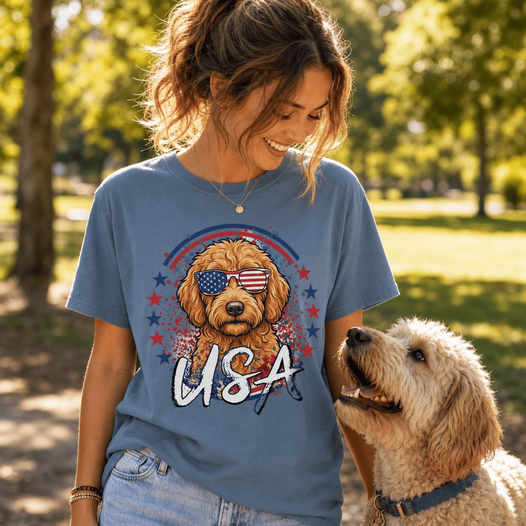 USA Apricot Doodle Signature T-Shirt in by Puppy Jo