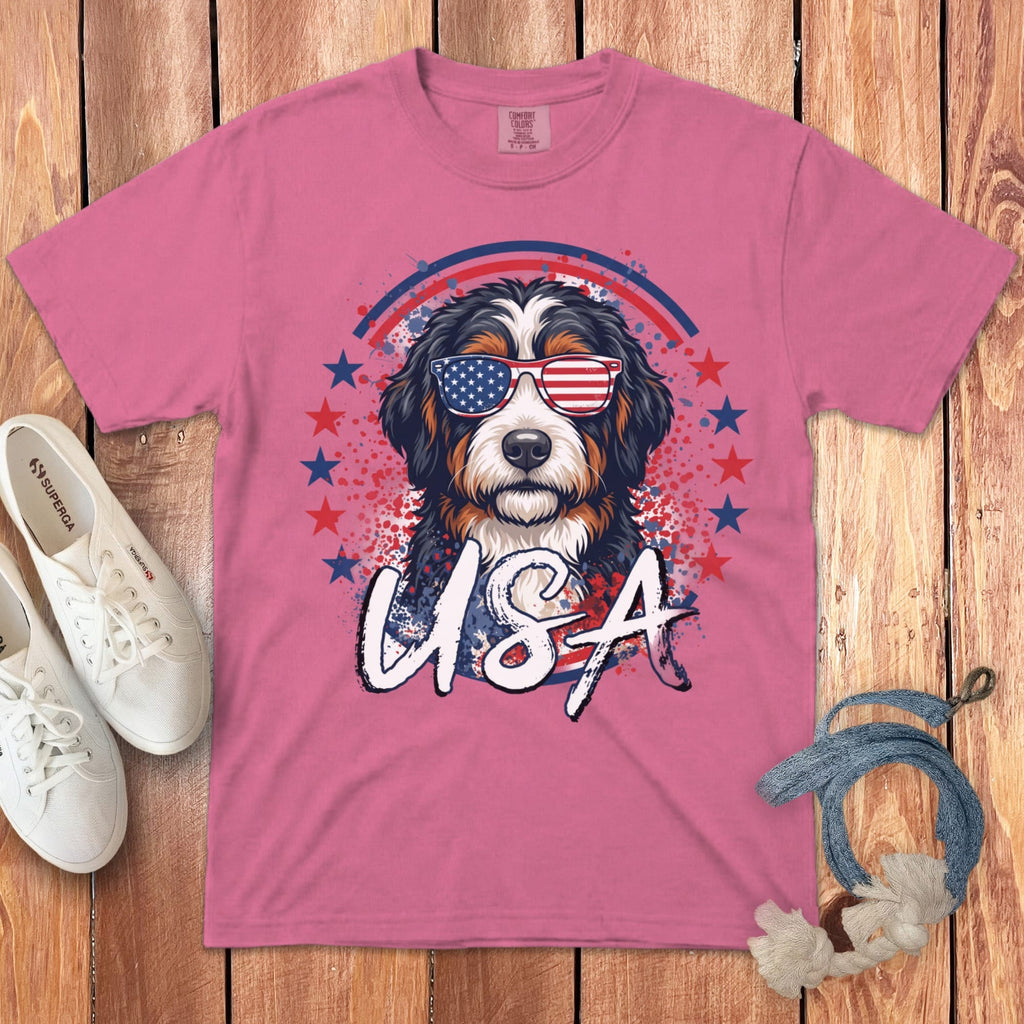 USA Bernedoodle Signature T-Shirt in 2XL / Crunchberry by Puppy Jo