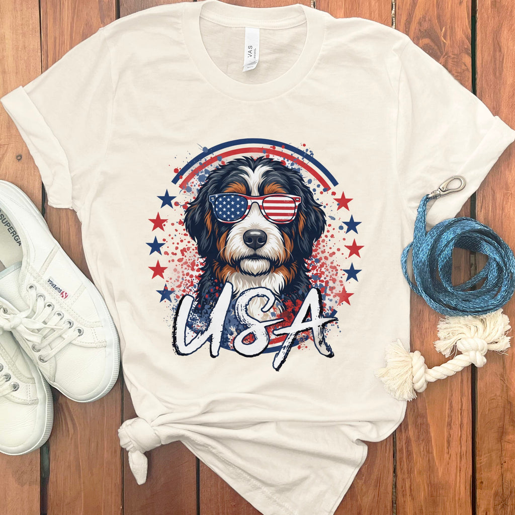 USA Bernedoodle T-Shirt in Natural / S by Puppy Jo