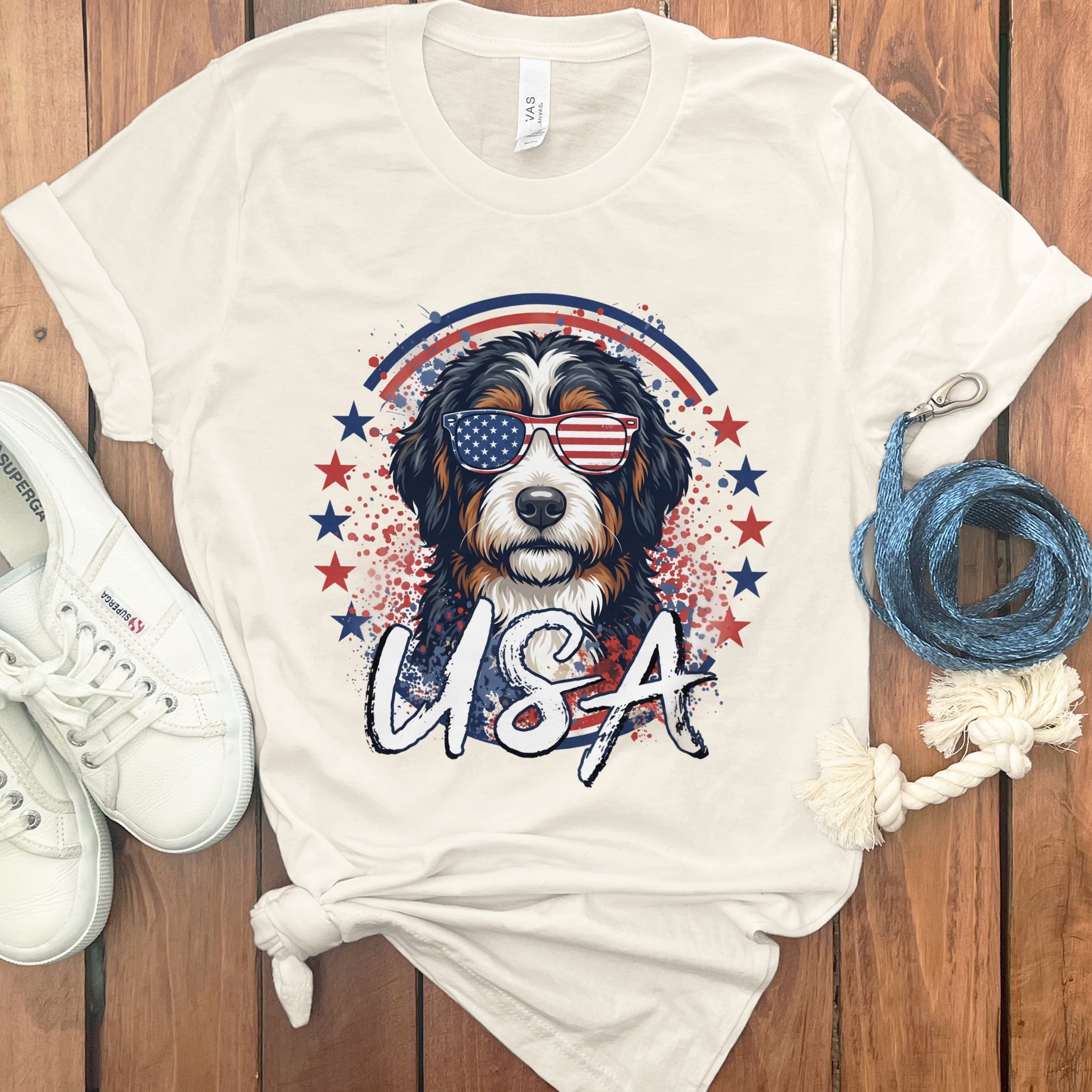 USA Bernedoodle T-Shirt in Natural / S by Puppy Jo
