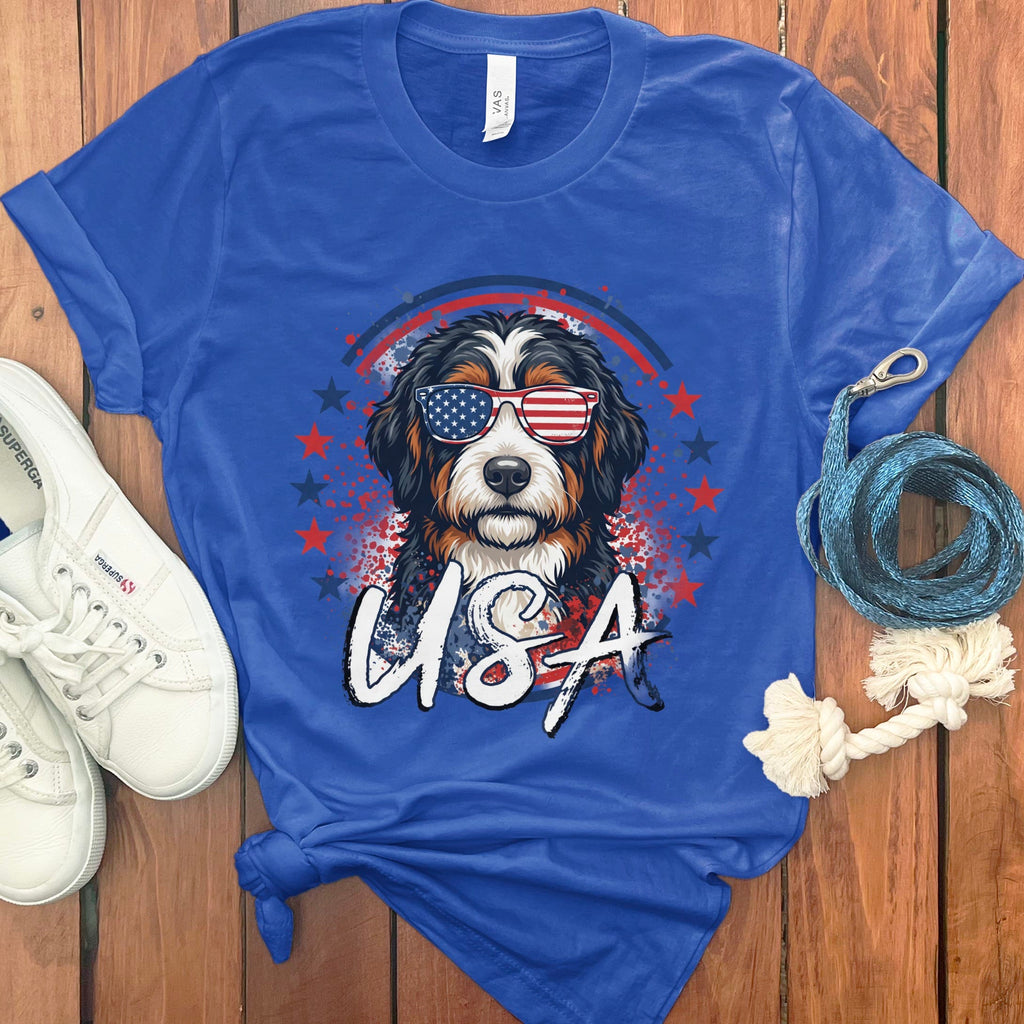 USA Bernedoodle T-Shirt in True Royal / S by Puppy Jo