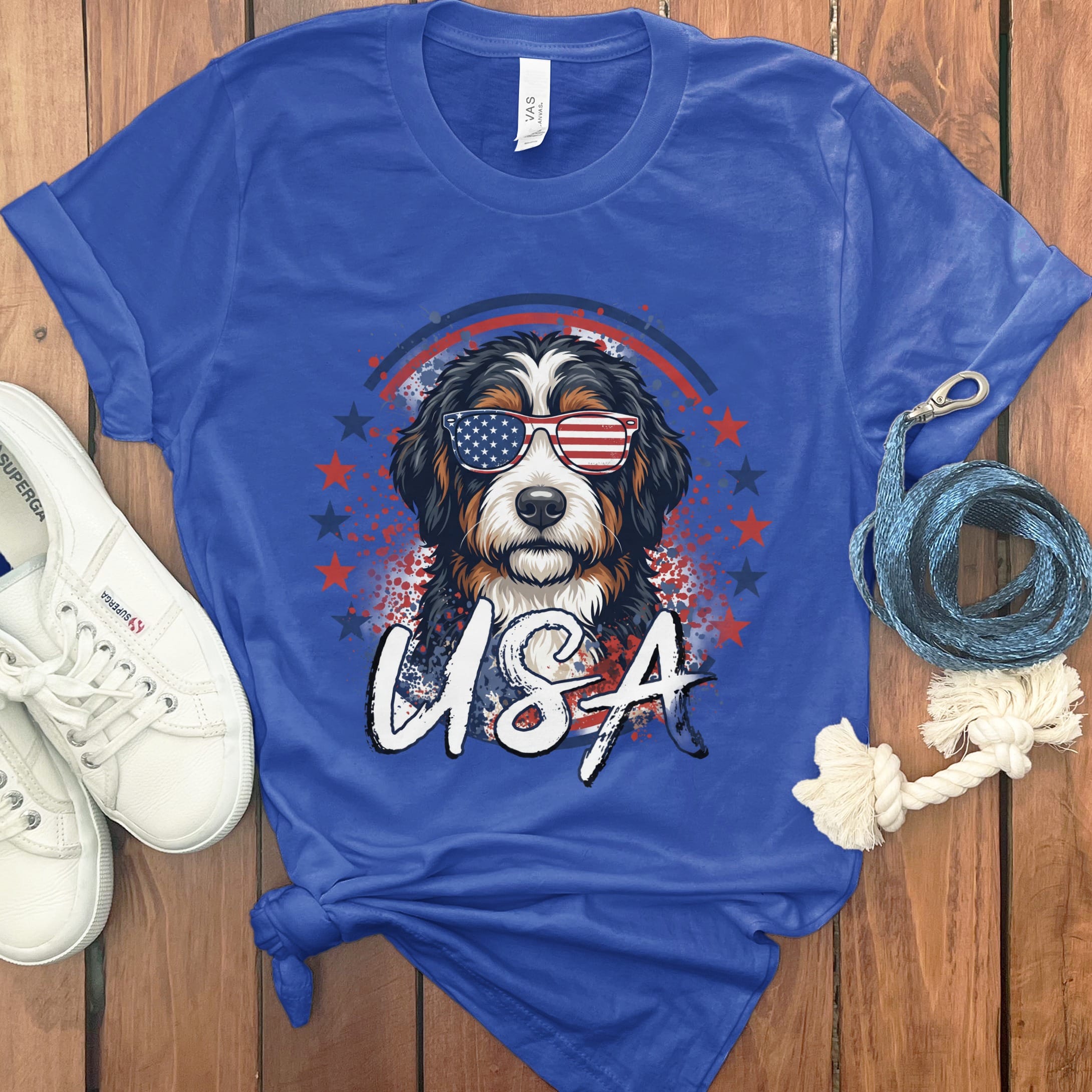 USA Bernedoodle T-Shirt in True Royal / S by Puppy Jo
