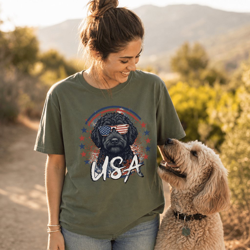 USA Black Doodle T-Shirt in by Puppy Jo