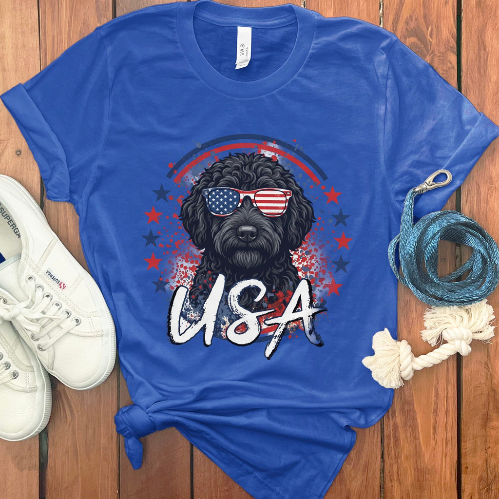 USA Black Doodle T-Shirt in True Royal / S by Puppy Jo