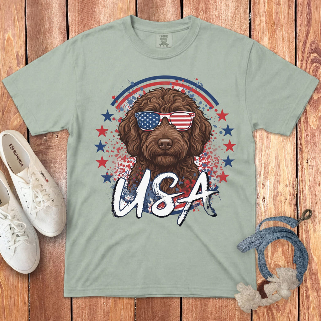USA Chocolate Doodle Signature T-Shirt in Bay / S by Puppy Jo
