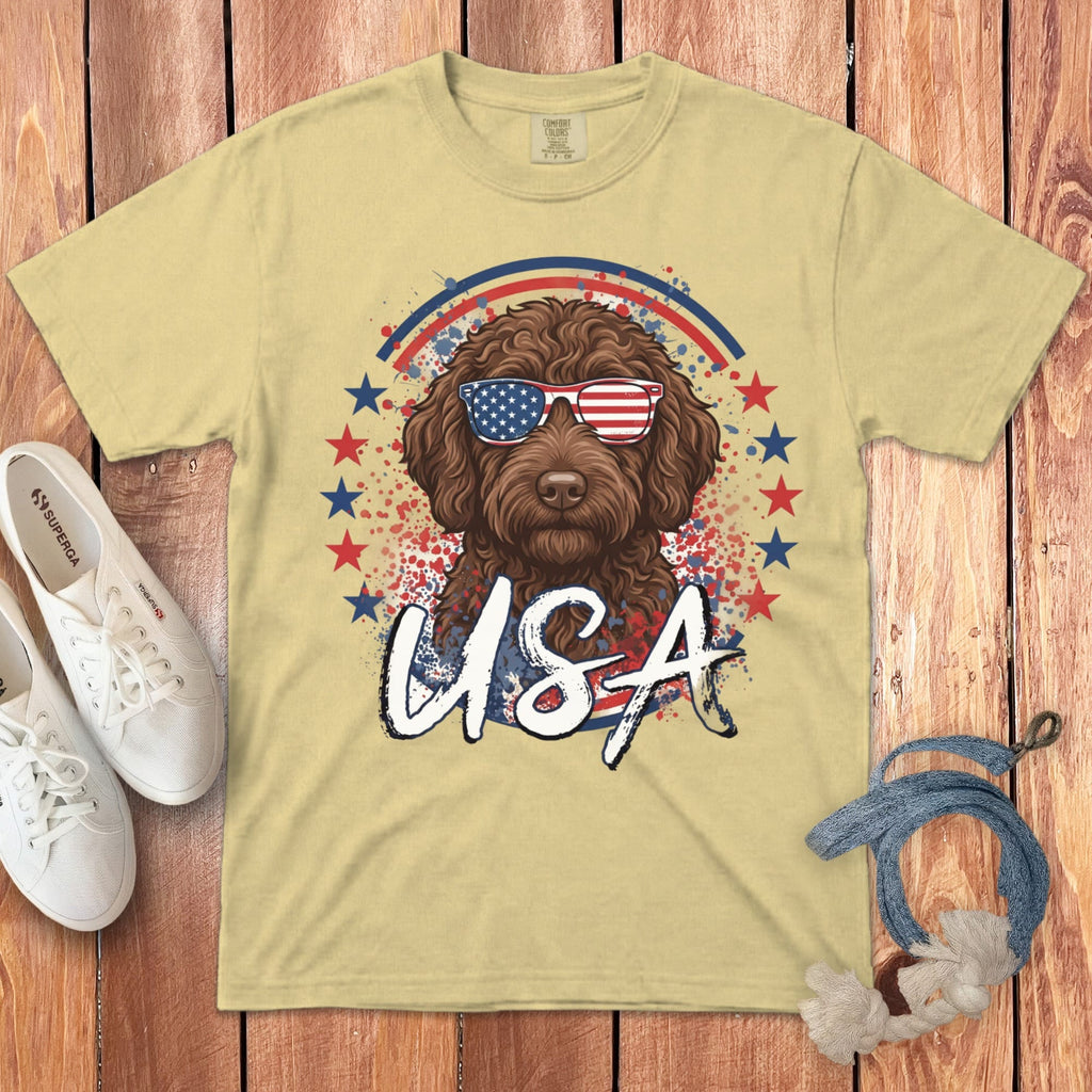 USA Chocolate Doodle Signature T-Shirt in Butter / S by Puppy Jo