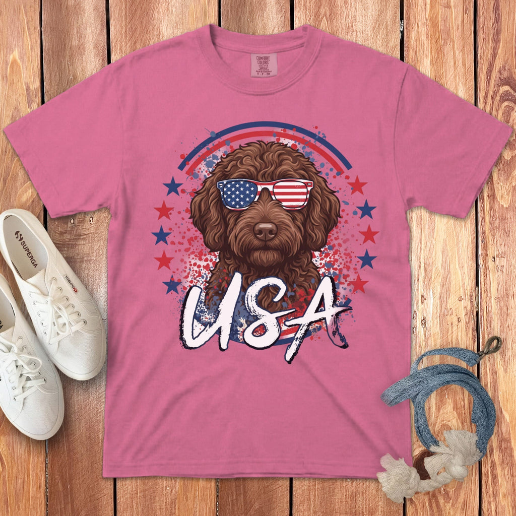 USA Chocolate Doodle Signature T-Shirt in Crunchberry / S by Puppy Jo