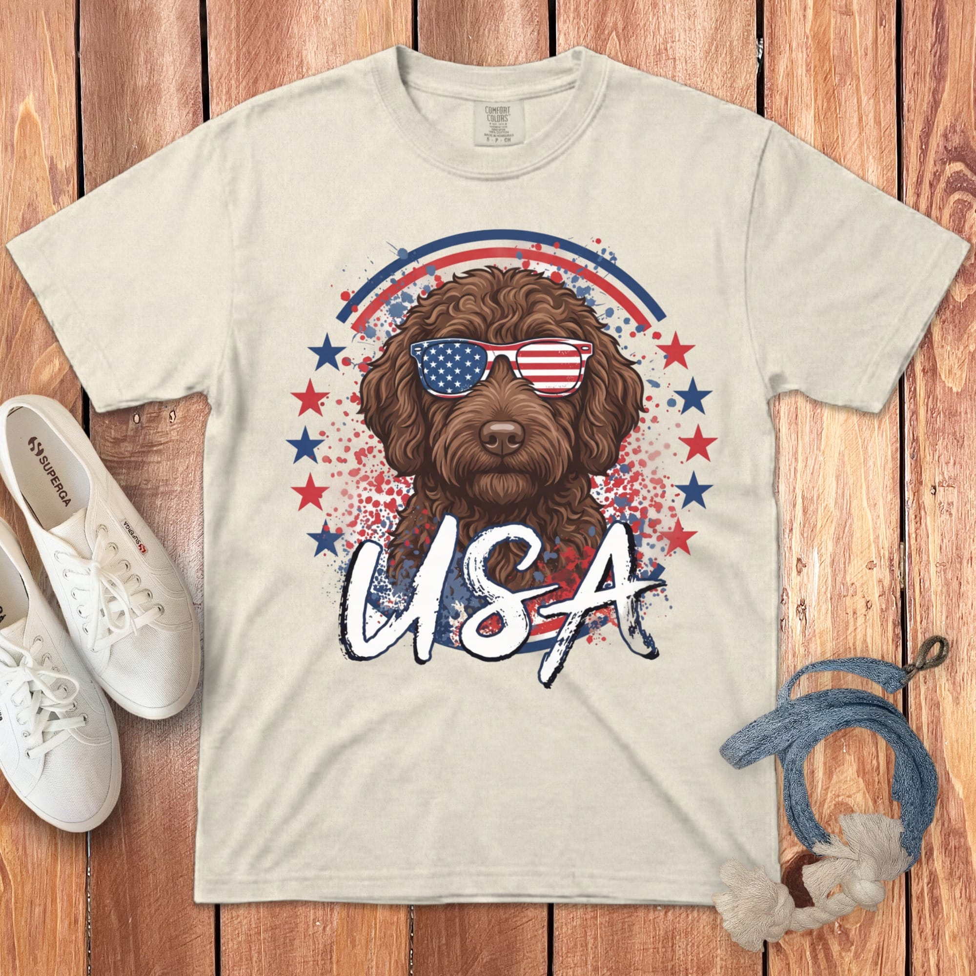 USA Chocolate Doodle Signature T-Shirt in Ivory / S by Puppy Jo