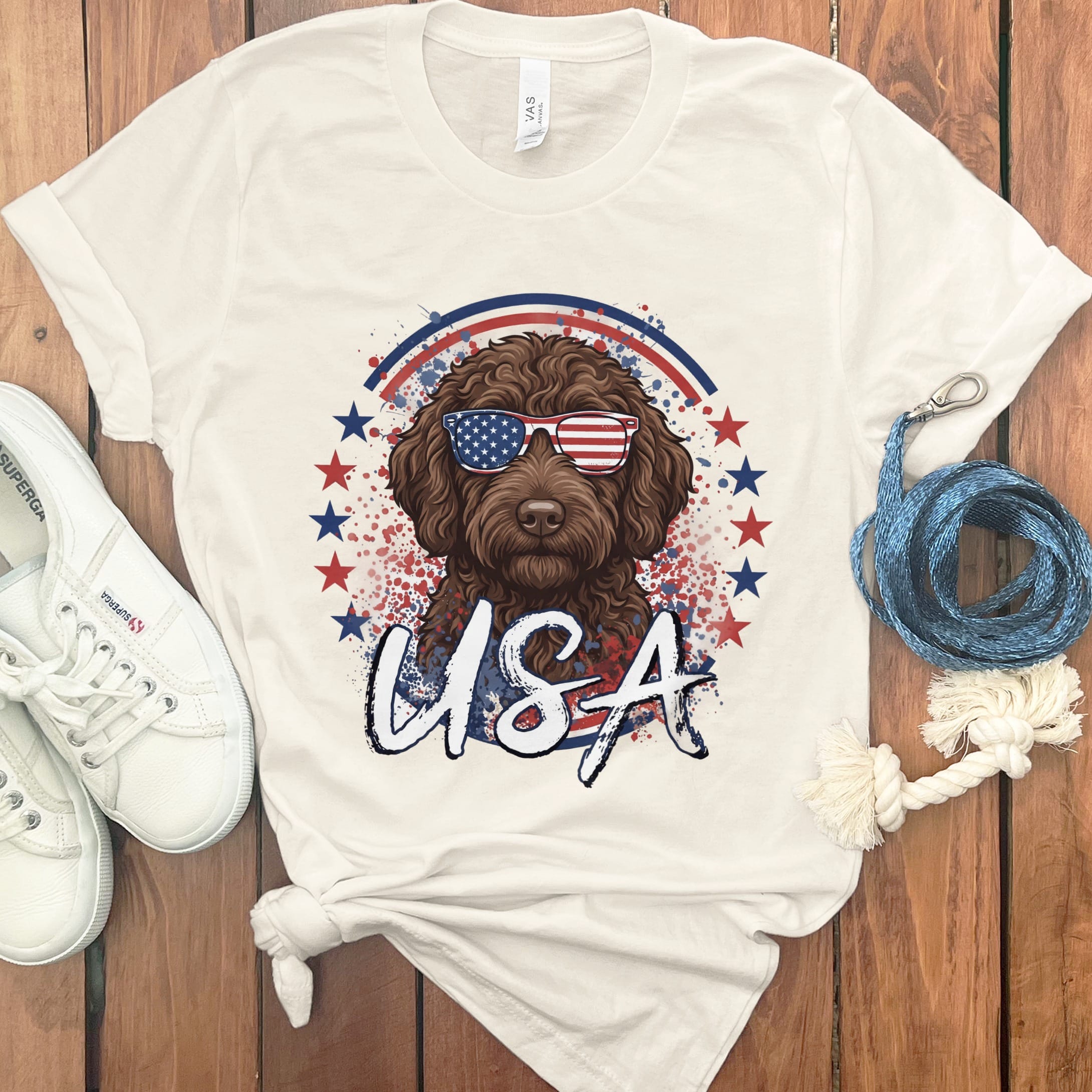 USA Chocolate Doodle T-Shirt in Natural / S by Puppy Jo