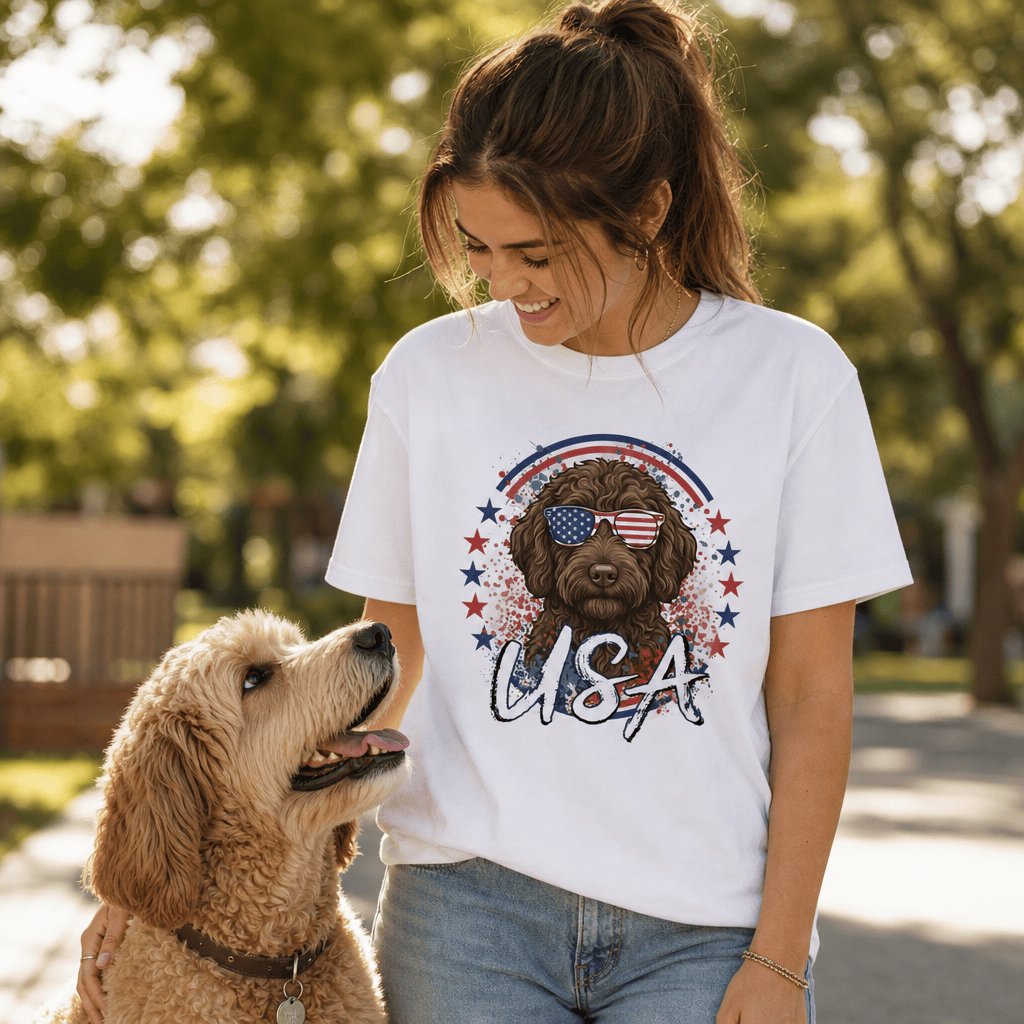 USA Chocolate Doodle T-Shirt in by Puppy Jo