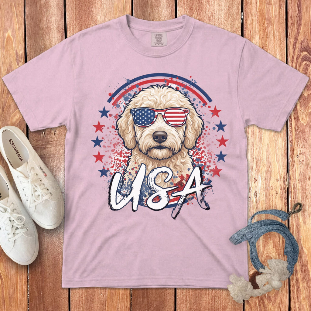 USA Cream Doodle Signature T-Shirt in S / Blossom by Puppy Jo