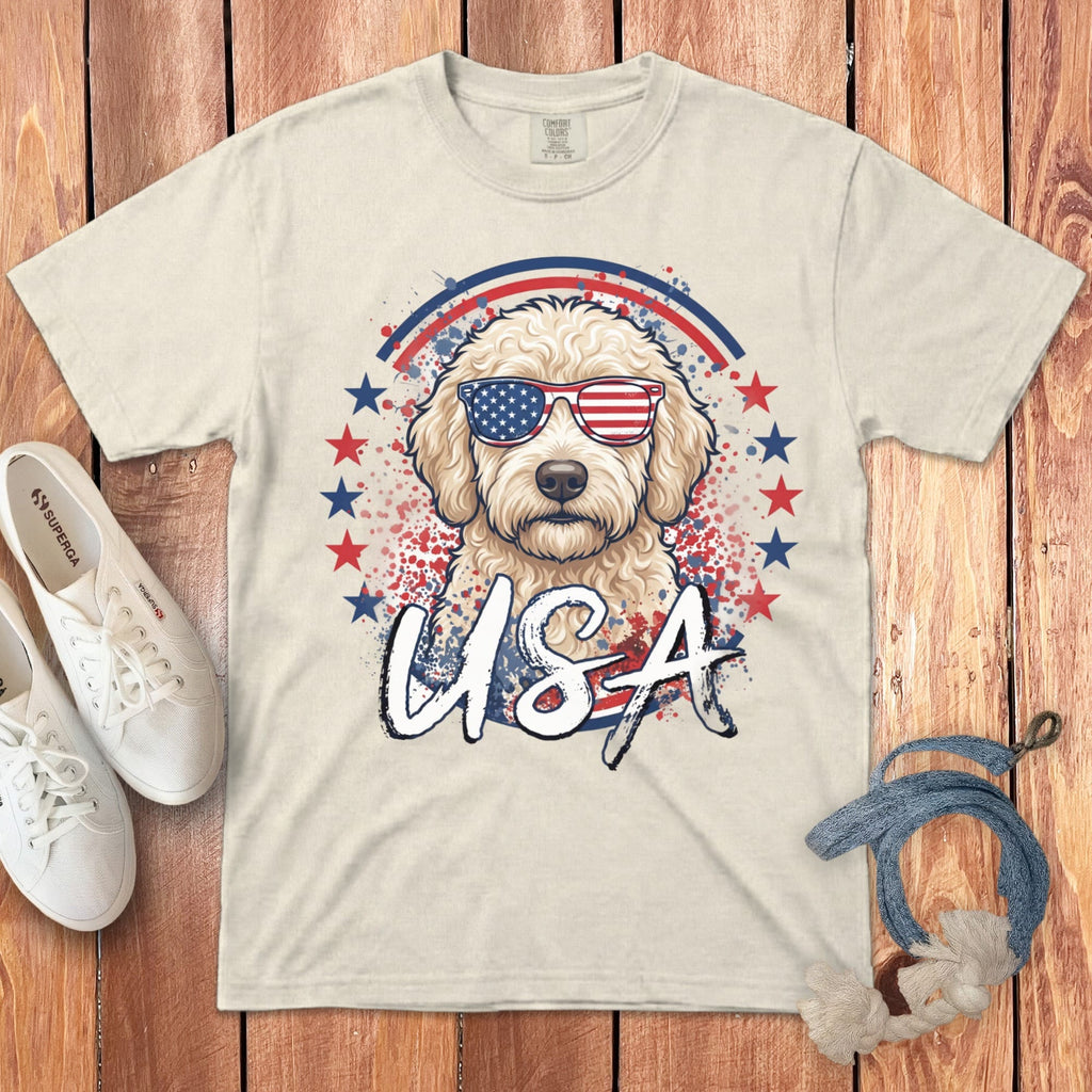 USA Cream Doodle Signature T-Shirt in S / Ivory by Puppy Jo