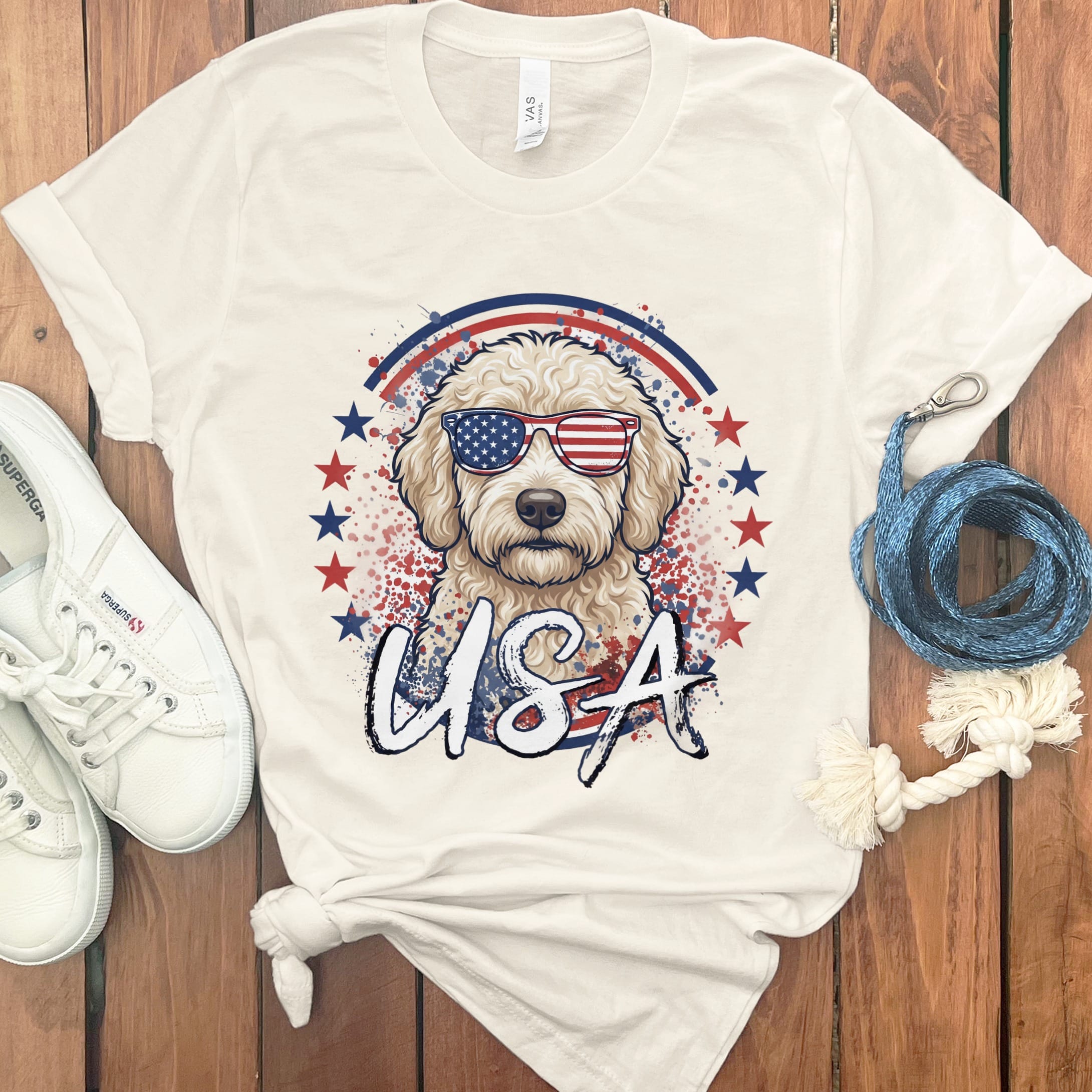 USA Cream Doodle T-Shirt in Natural / S by Puppy Jo