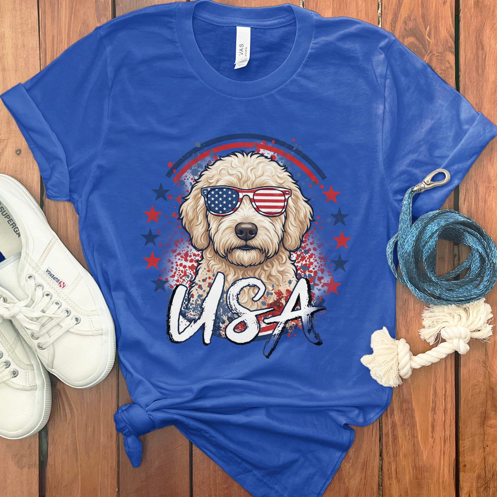 USA Cream Doodle T-Shirt in True Royal / S by Puppy Jo