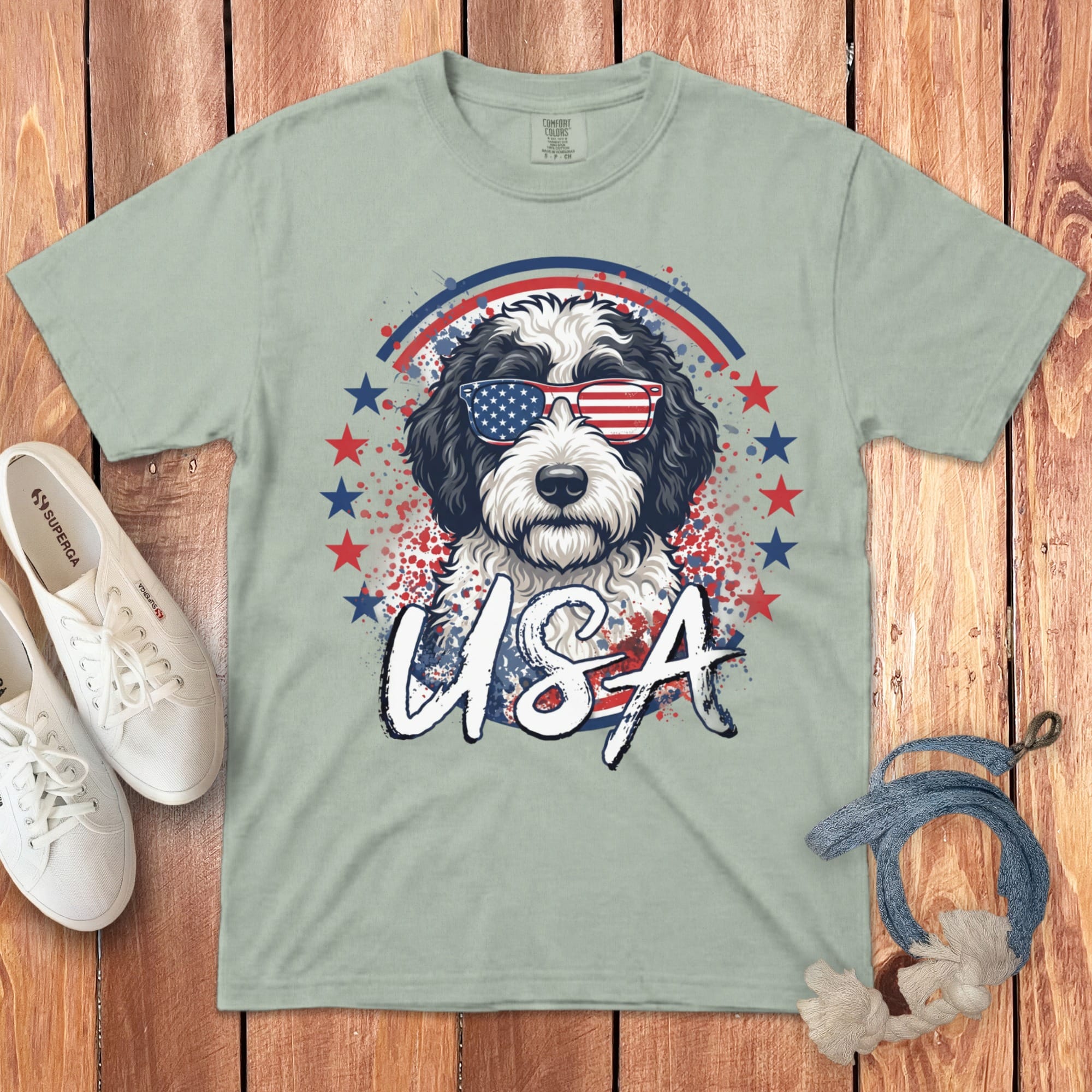 USA Sheepadoodle Signature T-Shirt in 2XL / Bay by Puppy Jo