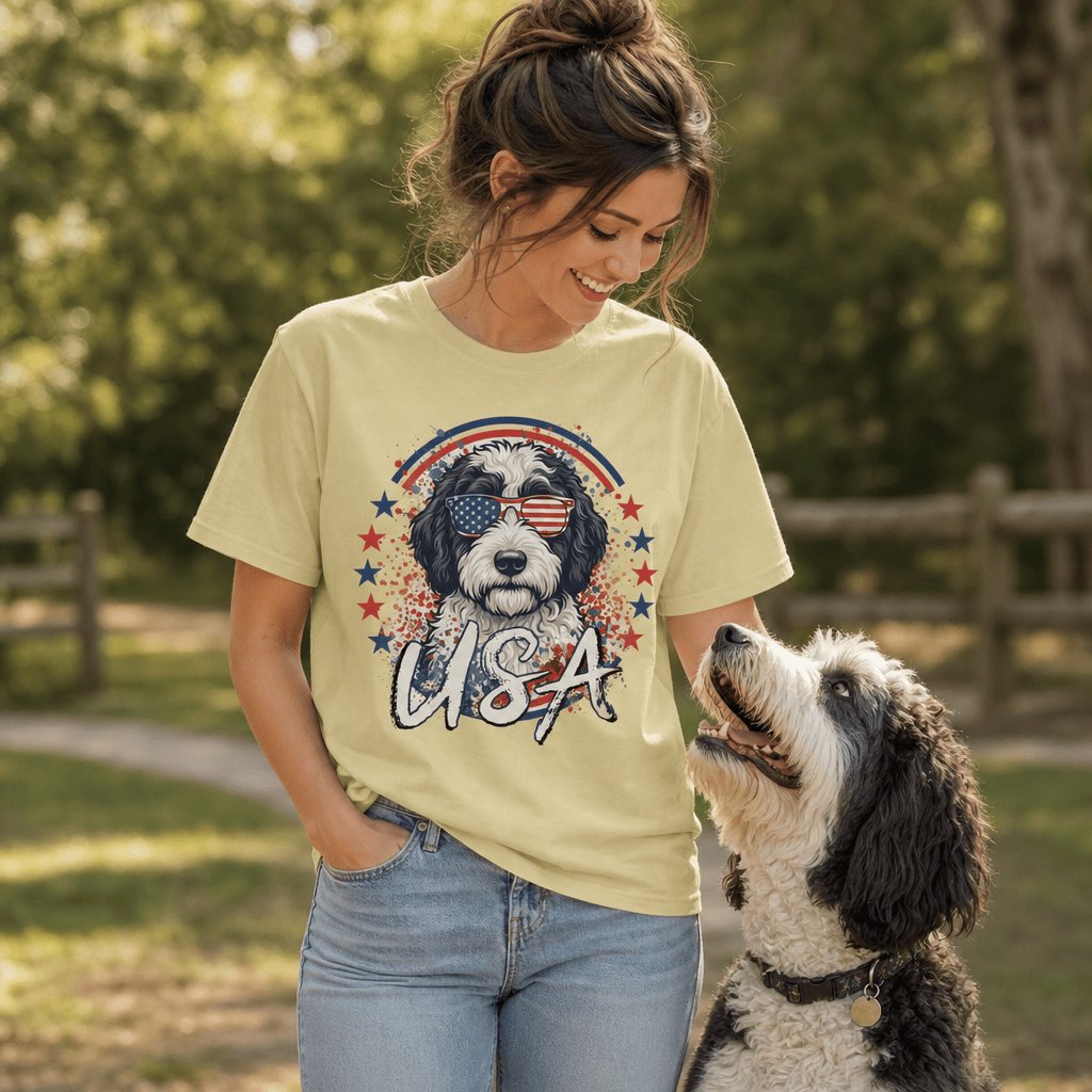 USA Sheepadoodle Signature T-Shirt in by Puppy Jo