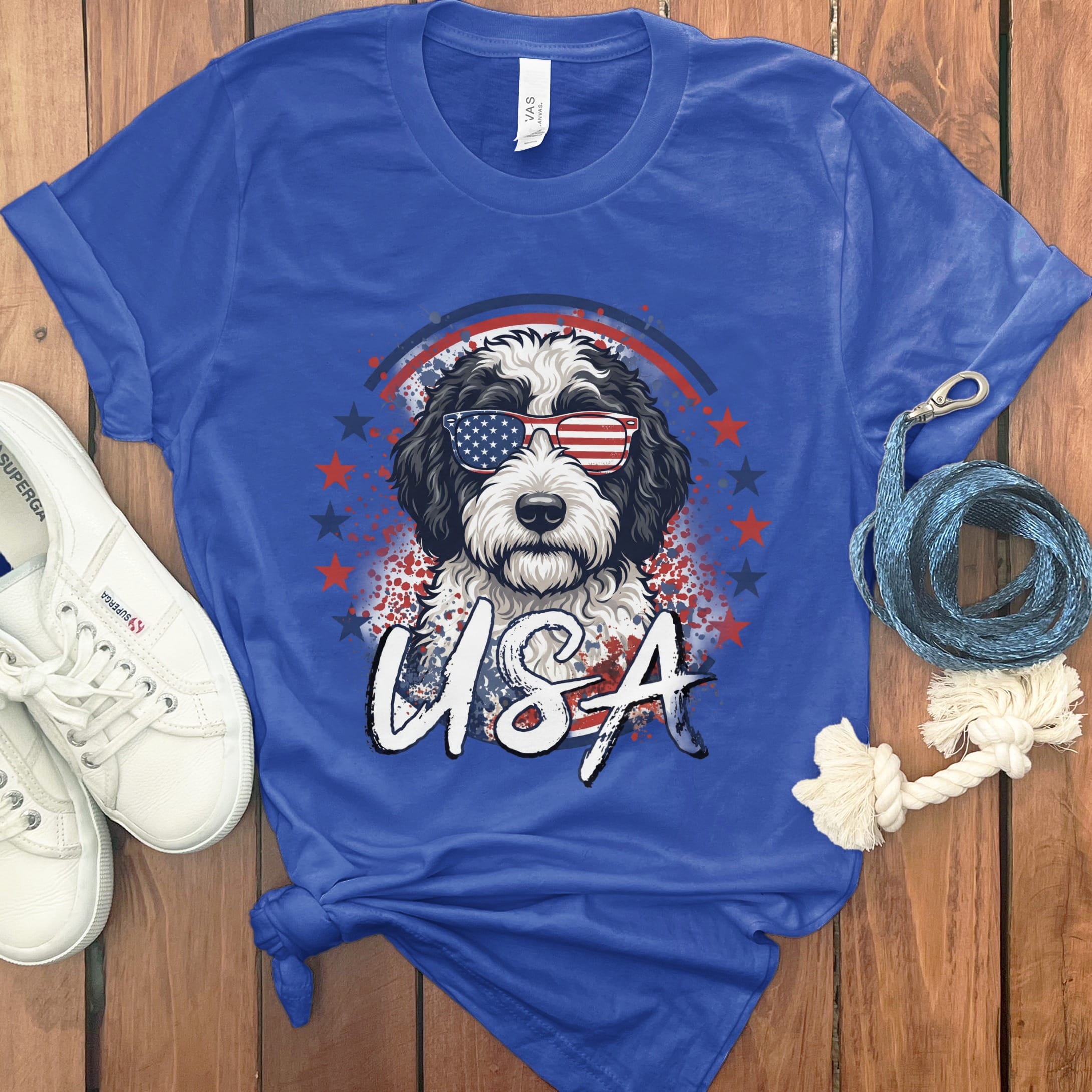 USA Sheepadoodle T-Shirt in True Royal / S by Puppy Jo