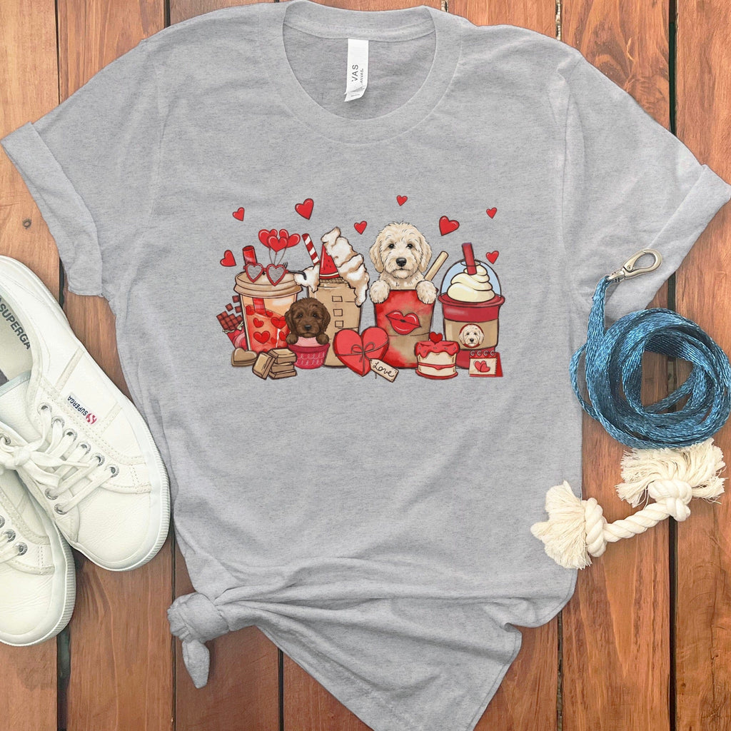 Valentine Cream Goldendoodle Coffee T-Shirt in Athletic Heather / S by Puppy Jo