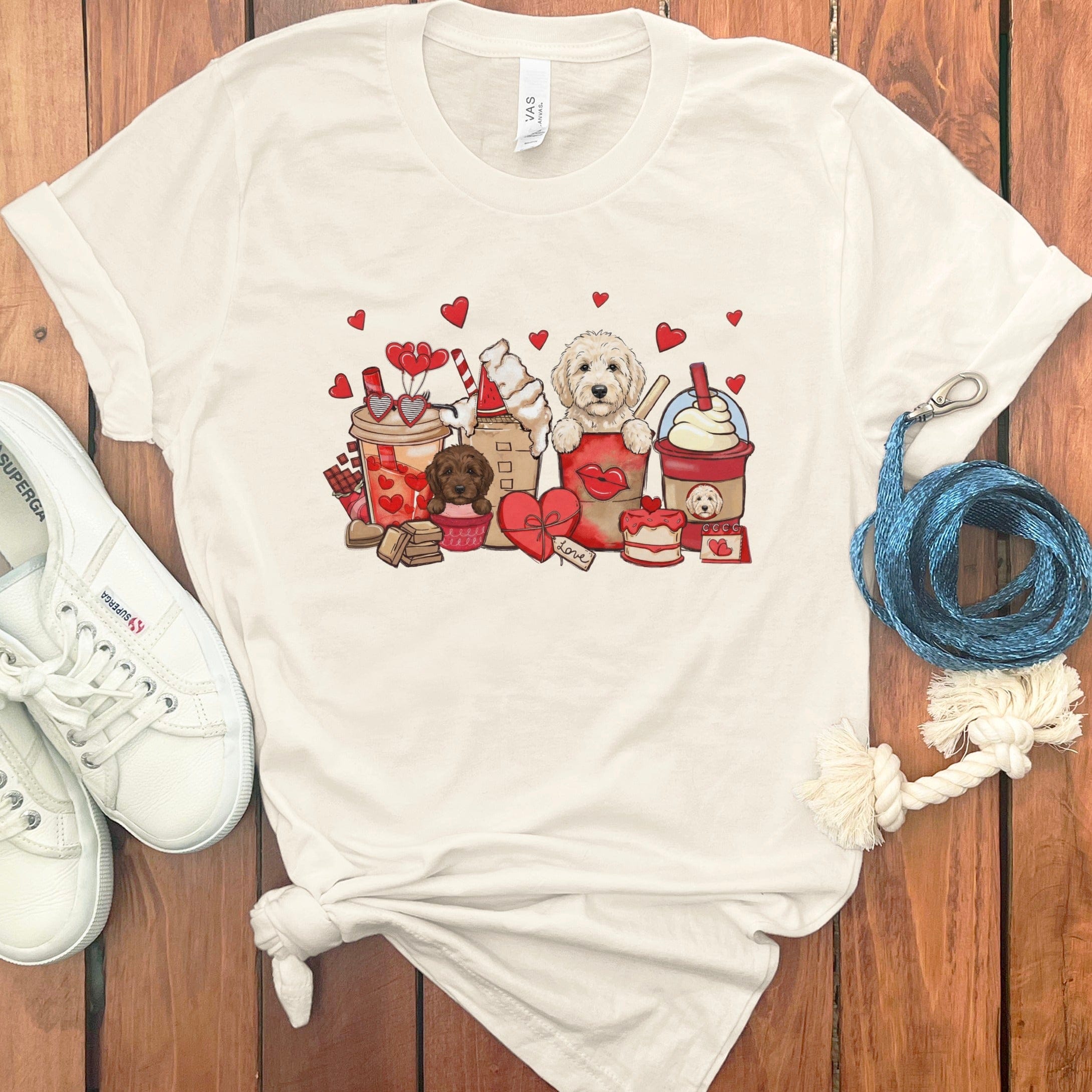 Valentine Cream Goldendoodle Coffee T-Shirt in Natural / S by Puppy Jo