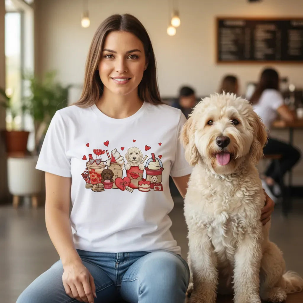 Valentine Cream Goldendoodle Coffee T-Shirt in by Puppy Jo