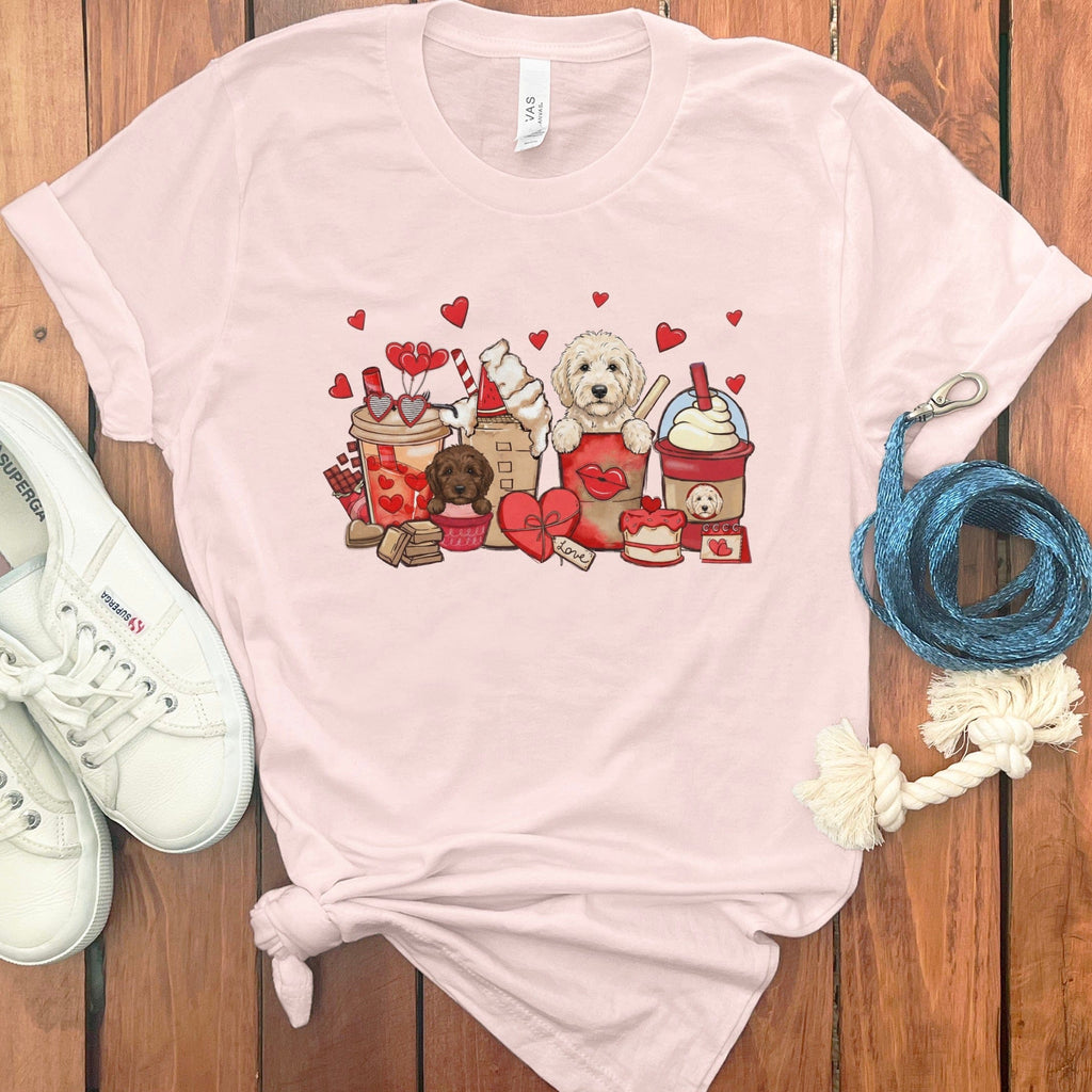 Valentine Cream Goldendoodle Coffee T-Shirt in Soft Pink / S by Puppy Jo