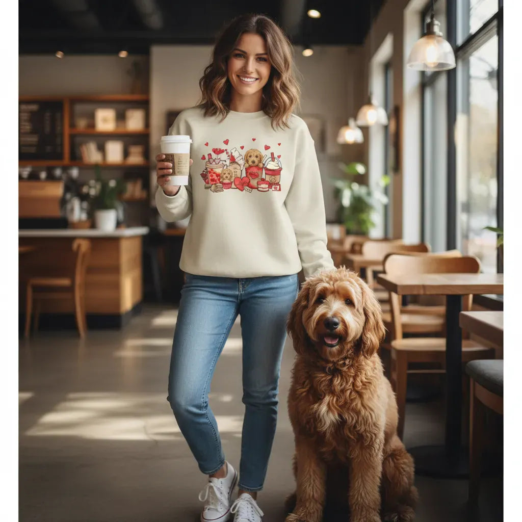 Valentine Goldendoodle Coffee Sweatshirt in by Puppy Jo