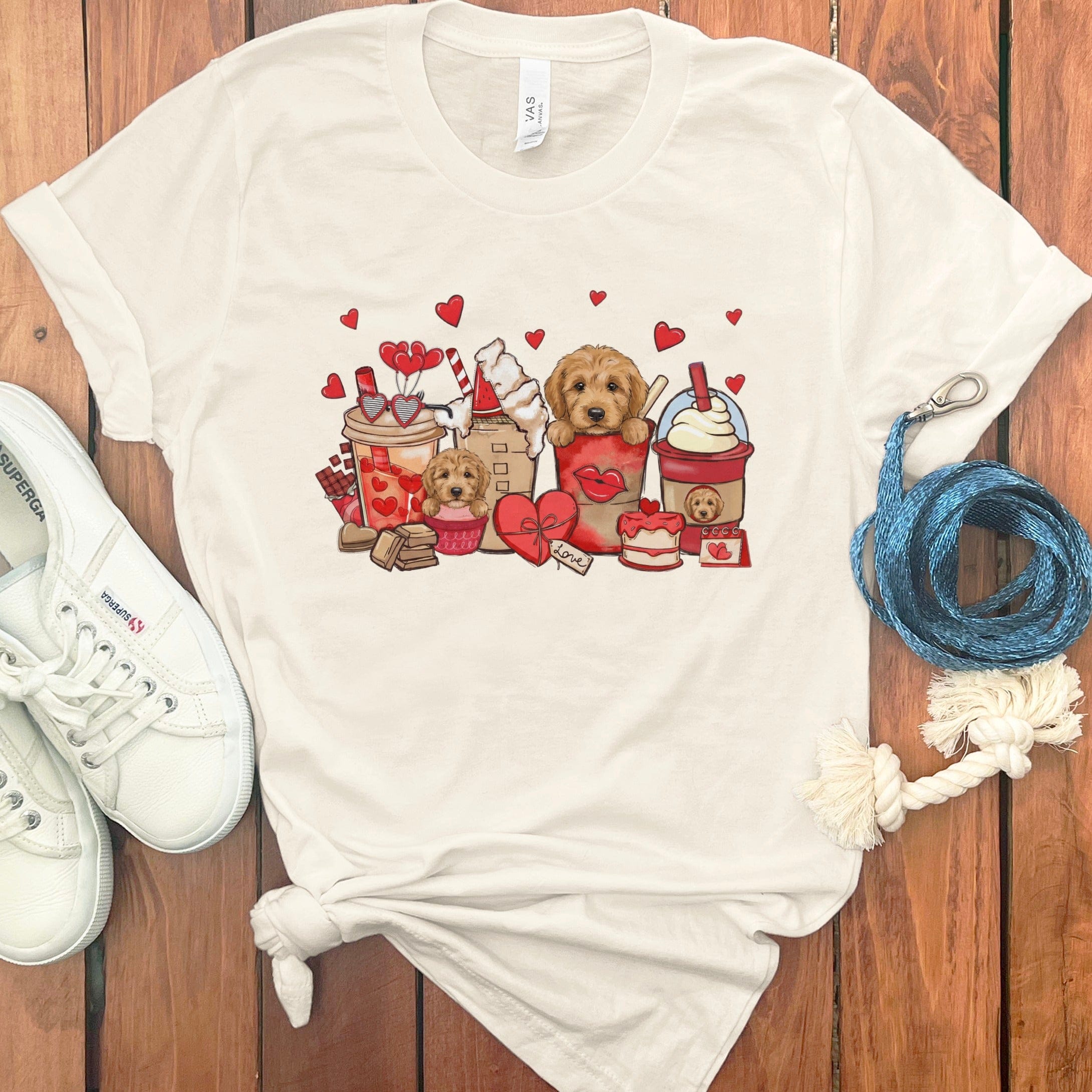 Valentine Goldendoodle Coffee T-Shirt in Natural / S by Puppy Jo