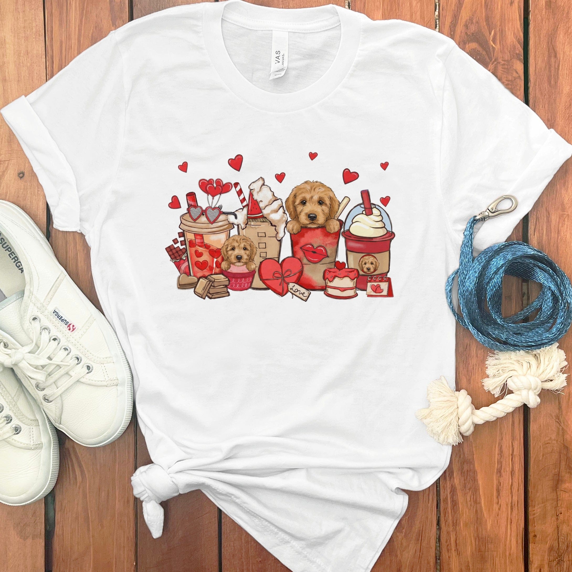Valentine Goldendoodle Coffee T-Shirt in White / S by Puppy Jo