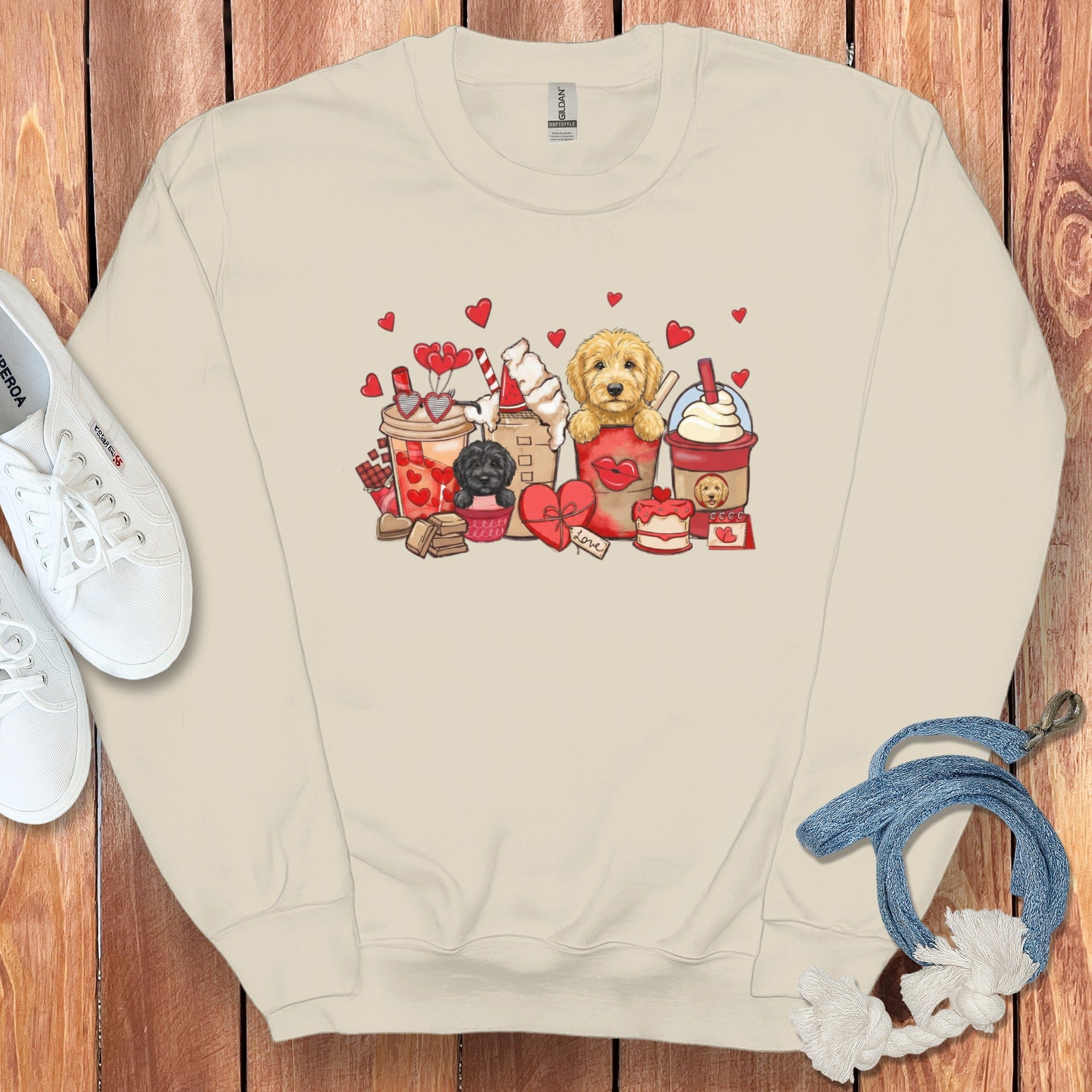 Valentine Labradoodle Coffee Sweatshirt in Sand / S by Puppy Jo