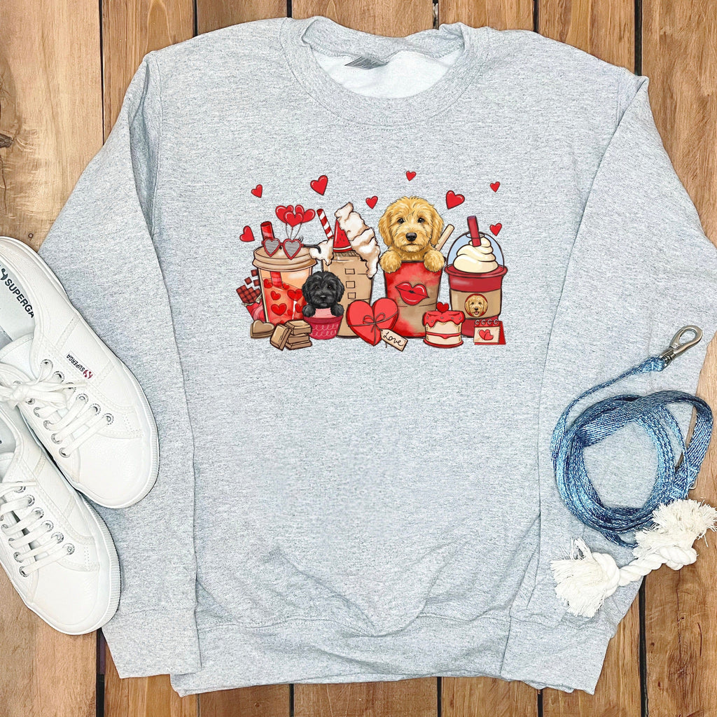 Valentine Labradoodle Coffee Sweatshirt in Sport Grey / S by Puppy Jo