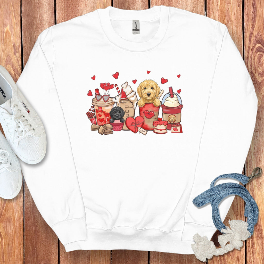 Valentine Labradoodle Coffee Sweatshirt in White / S by Puppy Jo