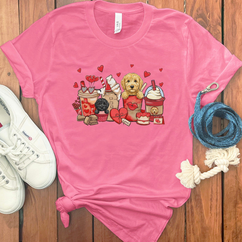 Valentine Labradoodle Coffee T-Shirt in Charity Pink / S by Puppy Jo