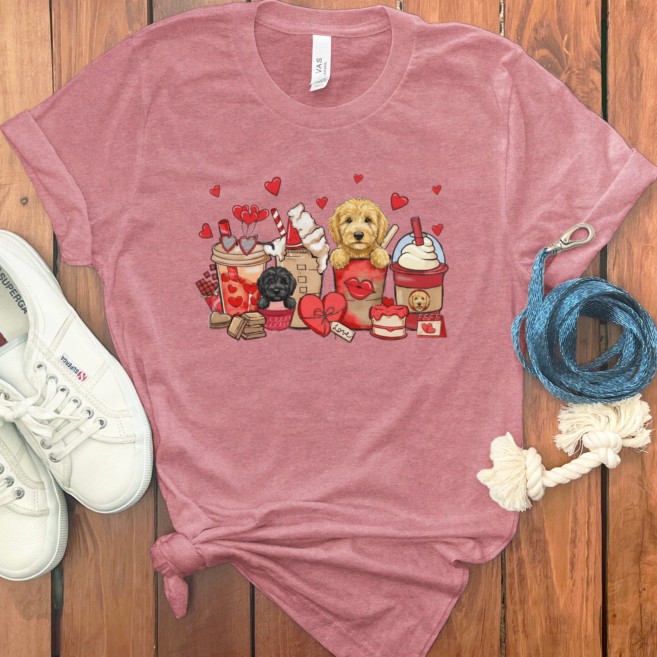 Valentine Labradoodle Coffee T-Shirt in Heather Mauve / S by Puppy Jo