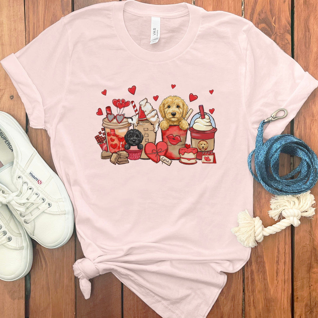 Valentine Labradoodle Coffee T-Shirt in Soft Pink / S by Puppy Jo