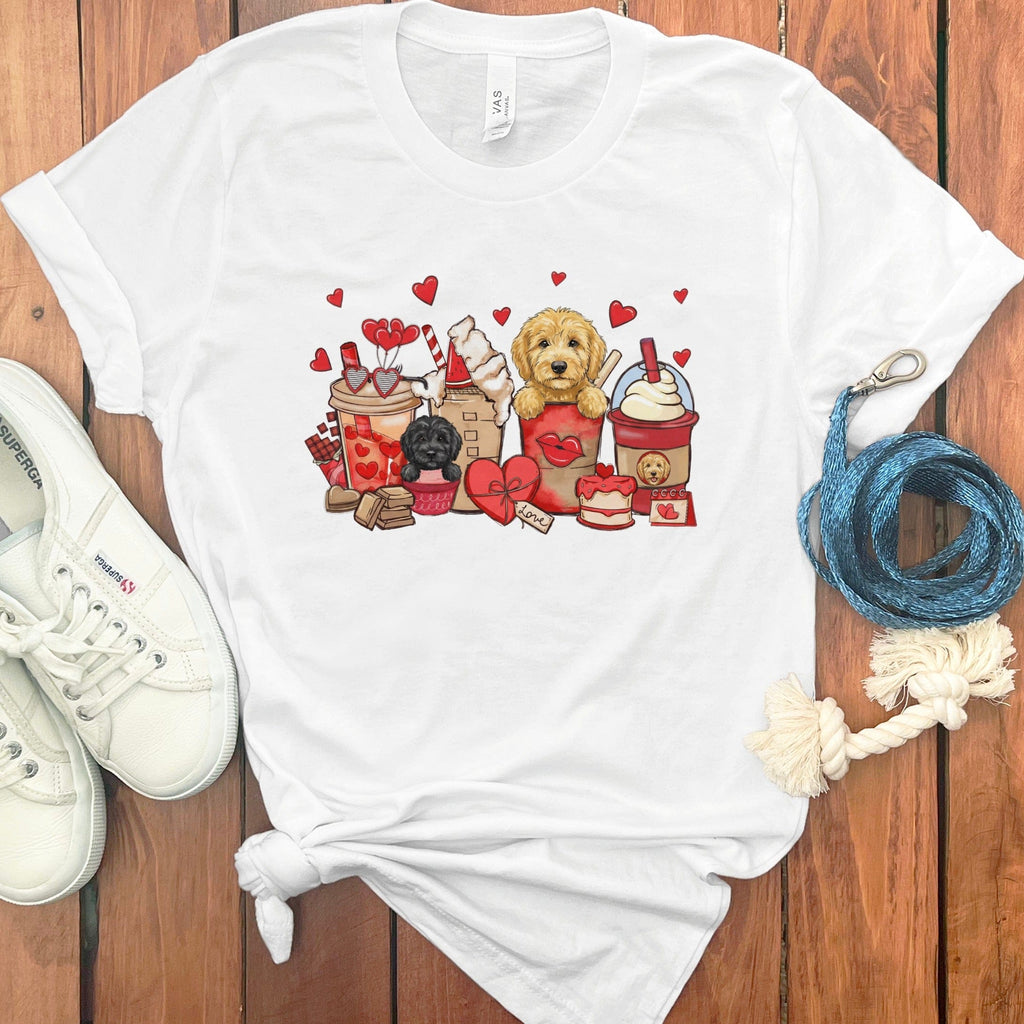 Valentine Labradoodle Coffee T-Shirt in White / S by Puppy Jo
