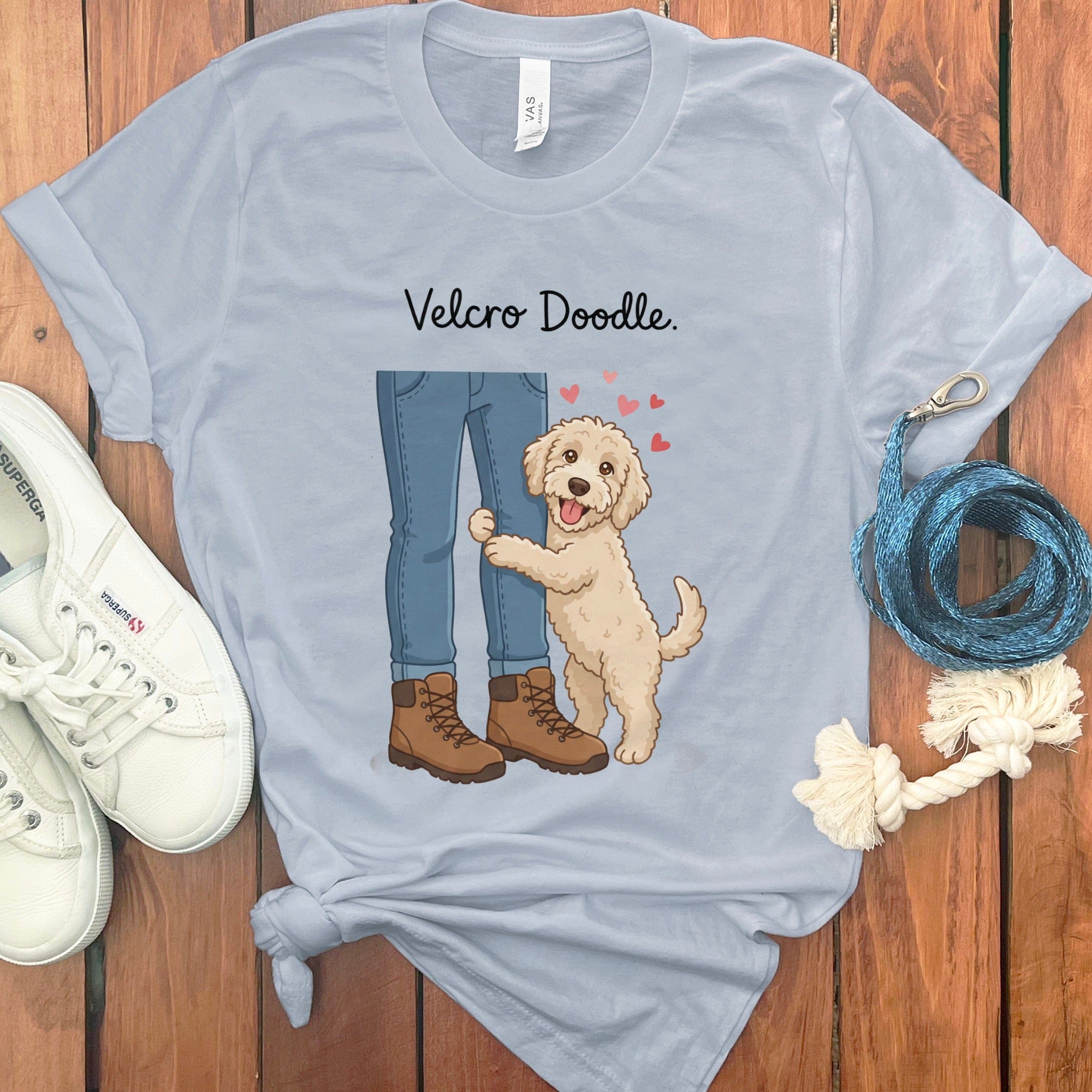 Velcro Doodle T-Shirt in Light Blue / S by Puppy Jo