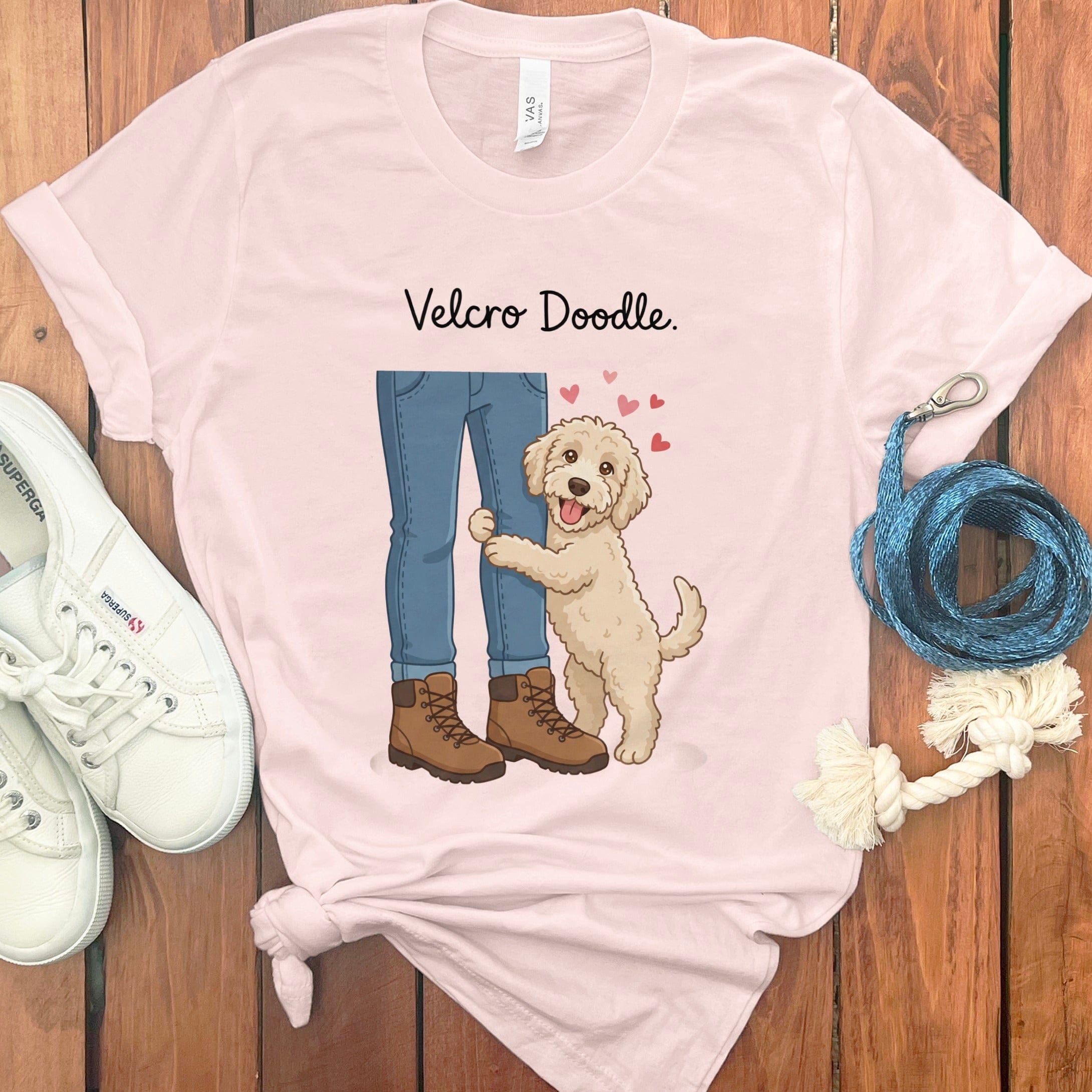 Velcro Doodle T-Shirt in Soft Pink / S by Puppy Jo
