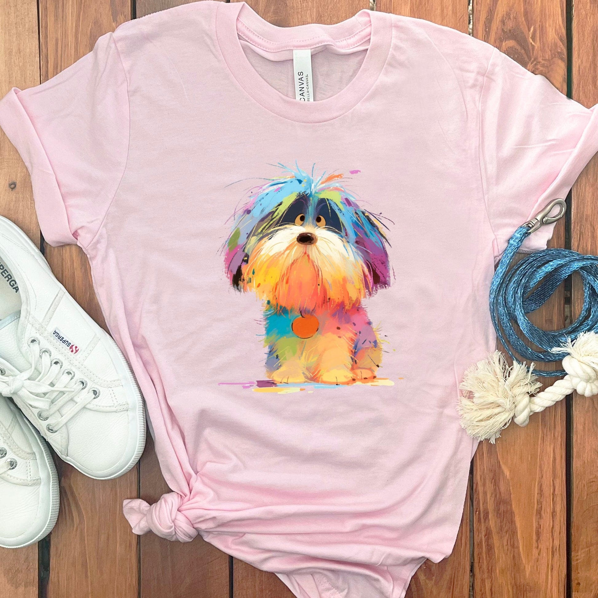 Colorful Watercolor Dog Print Graphic T-shirt product type