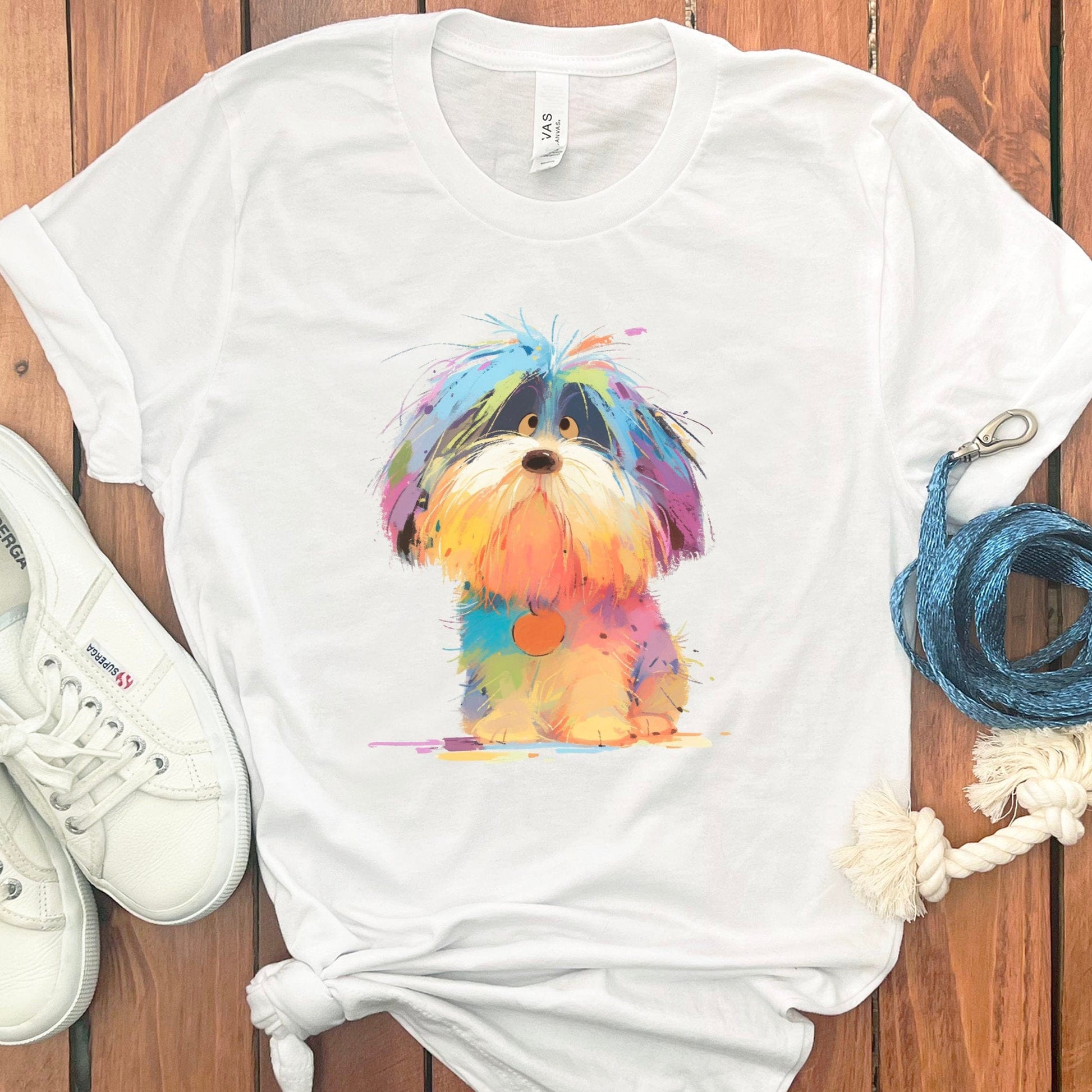 Rainbow Colorful Dog Art Graphic Print Shirt product