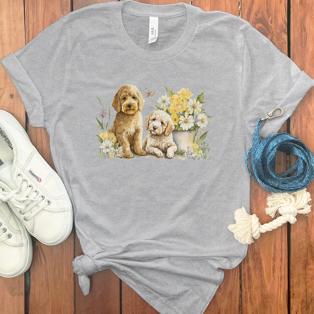 Watercolor Doodle Floral T-Shirt in Athletic Heather / M by Puppy Jo