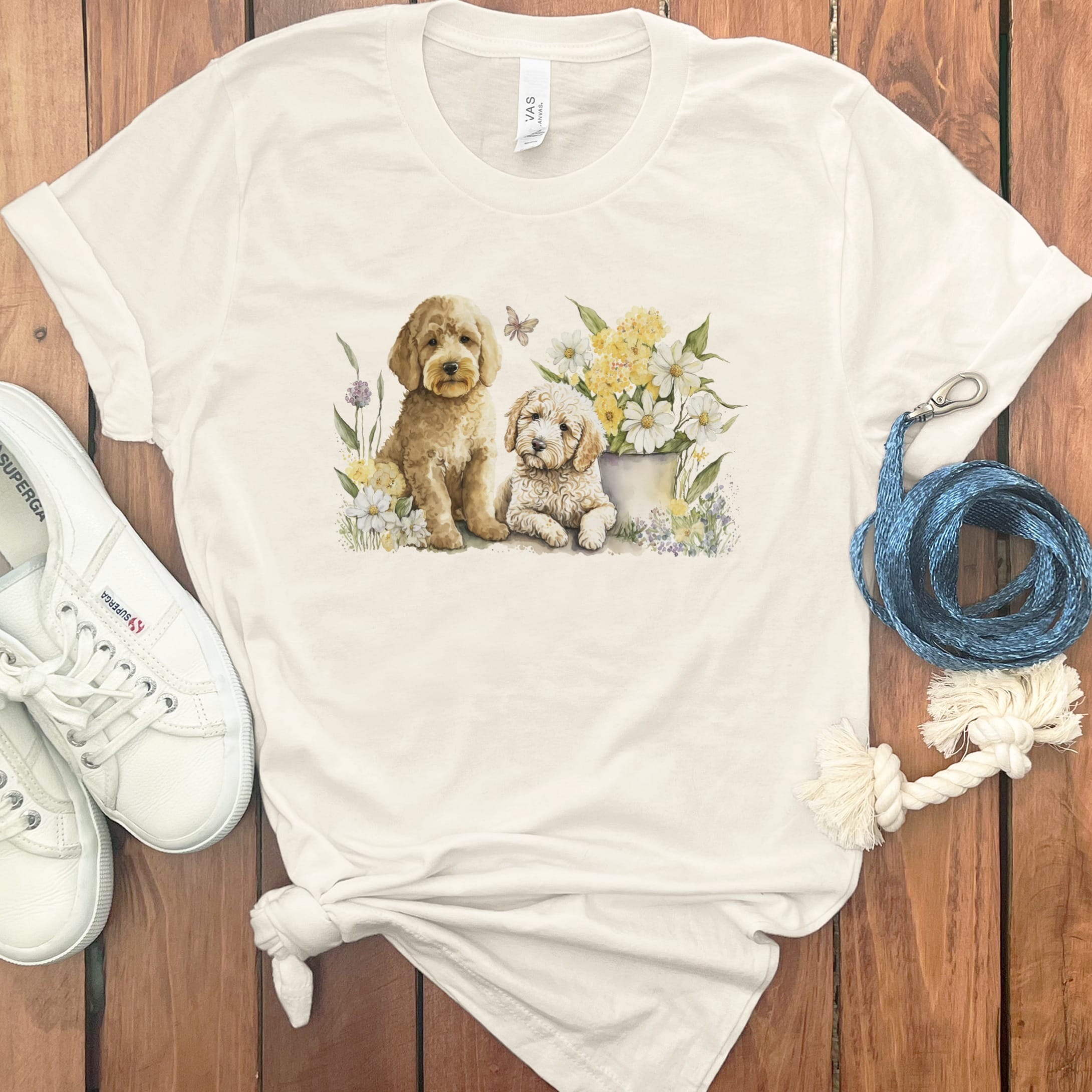 Watercolor Doodle Floral T-Shirt in Natural / M by Puppy Jo