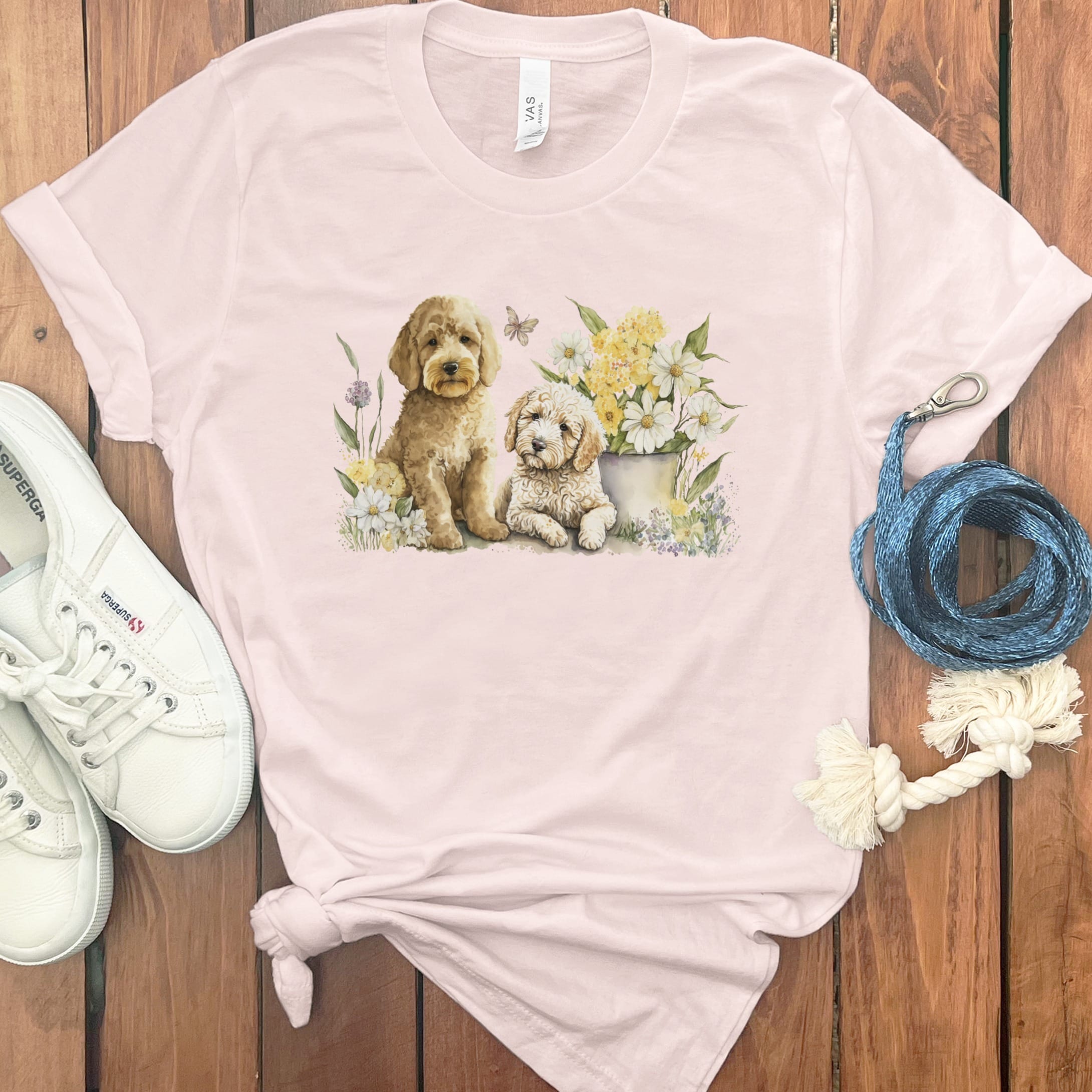 Watercolor Doodle Floral T-Shirt in Soft Pink / M by Puppy Jo