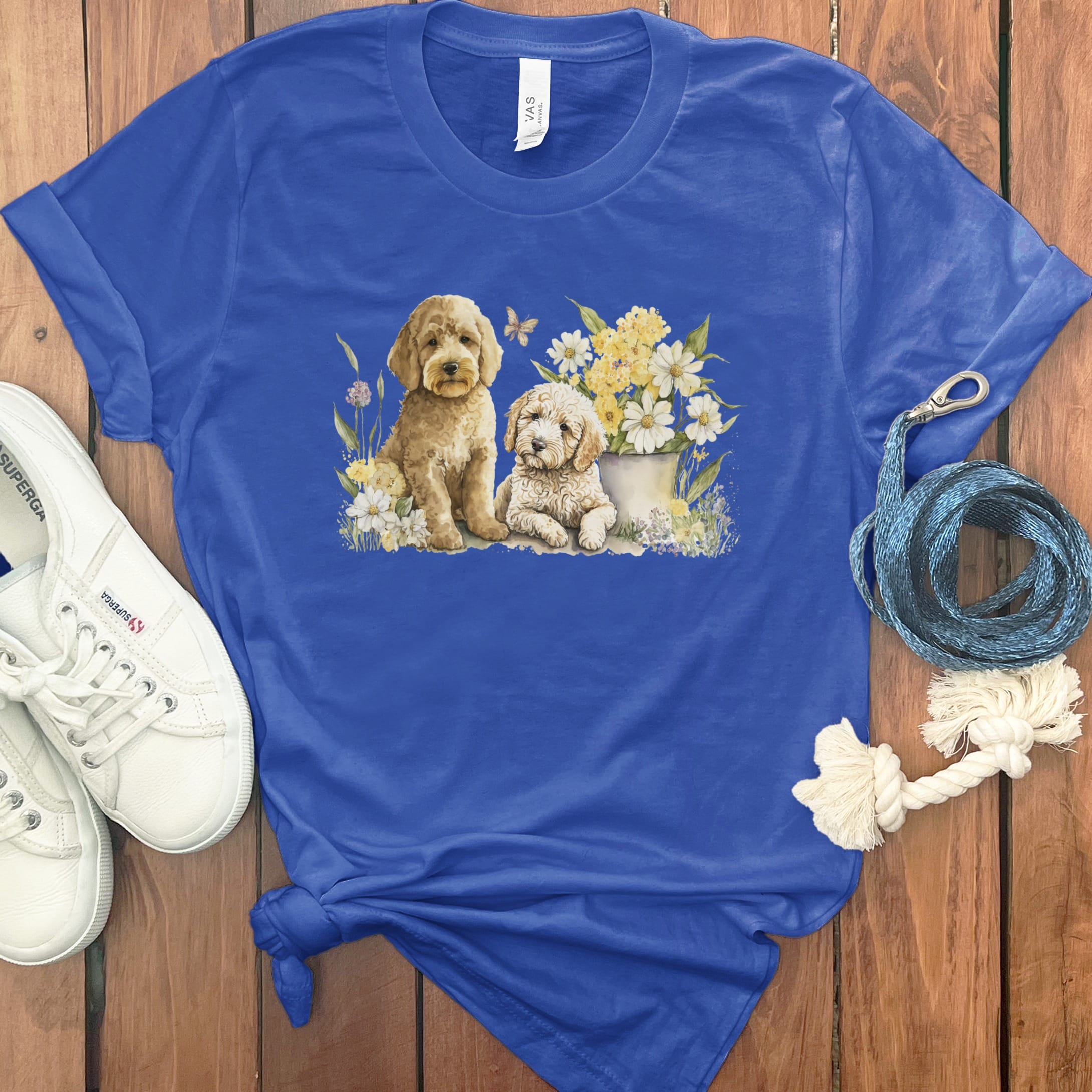 Watercolor Doodle Floral T-Shirt in True Royal / M by Puppy Jo