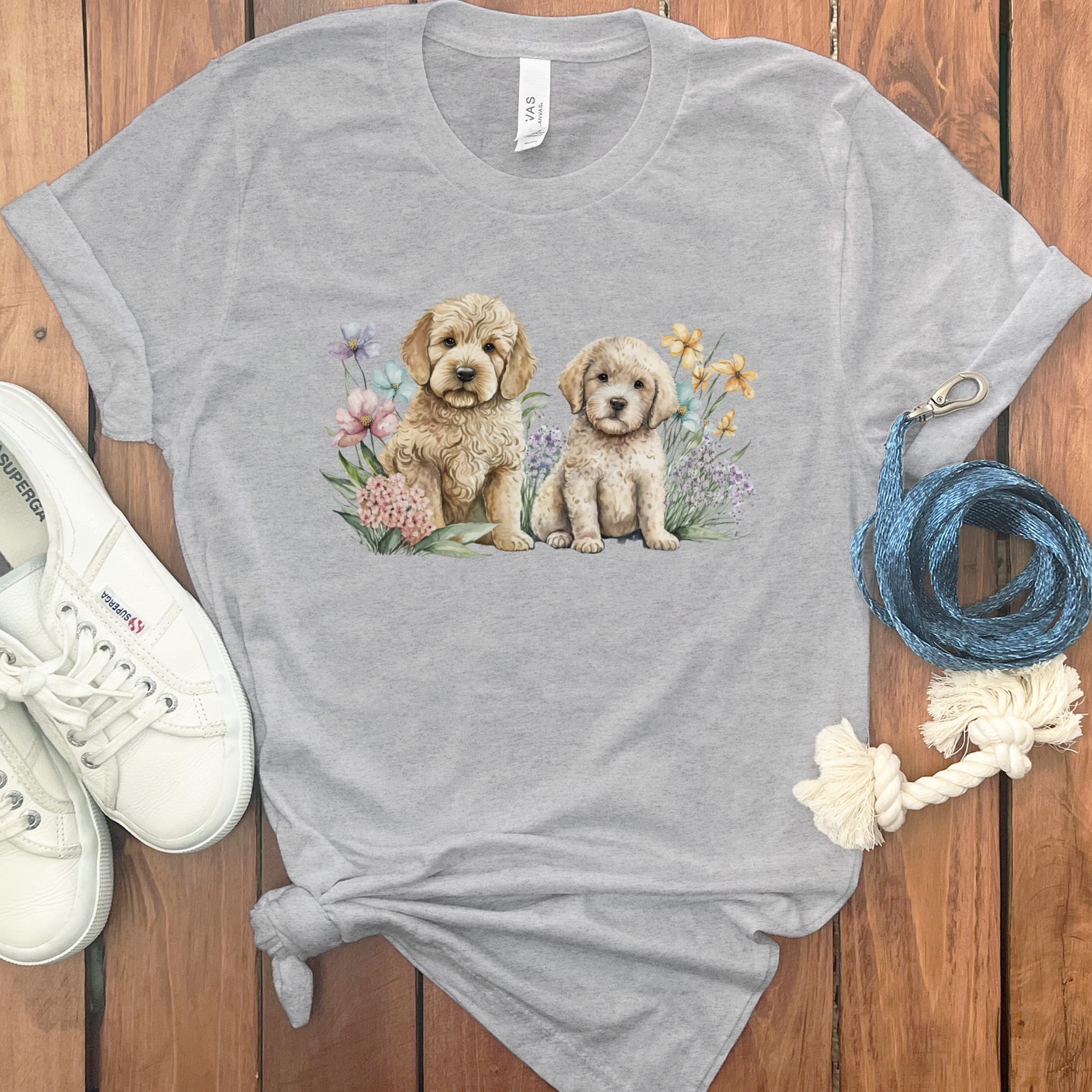 Watercolor Doodle T-Shirt in Athletic Heather / M by Puppy Jo