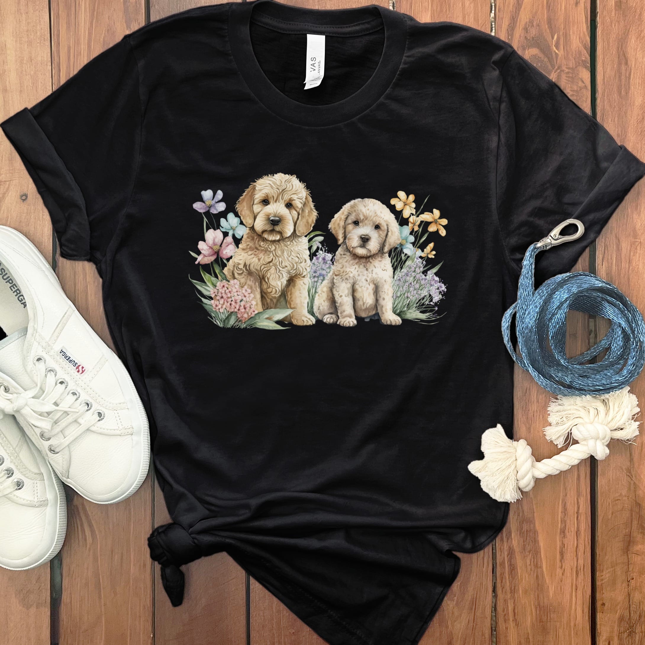 Watercolor Doodle T-Shirt in Black / M by Puppy Jo
