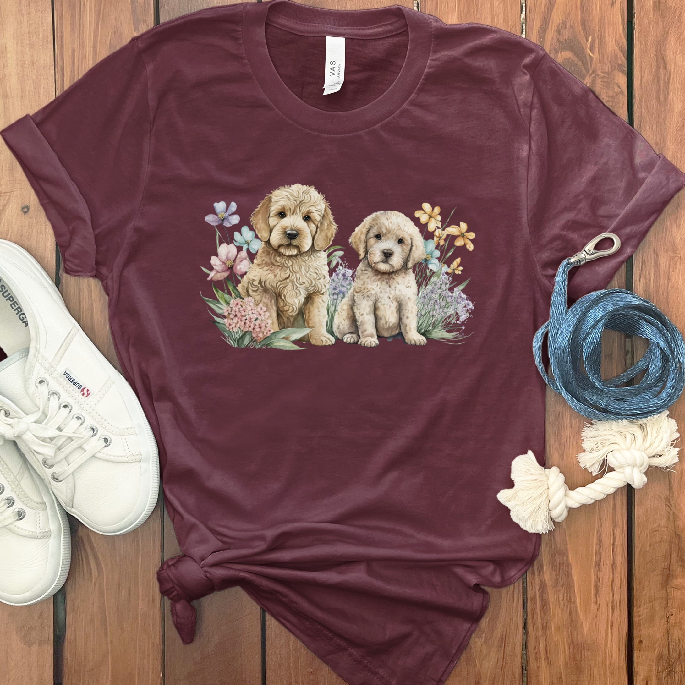 Watercolor Doodle T-Shirt in Maroon / M by Puppy Jo