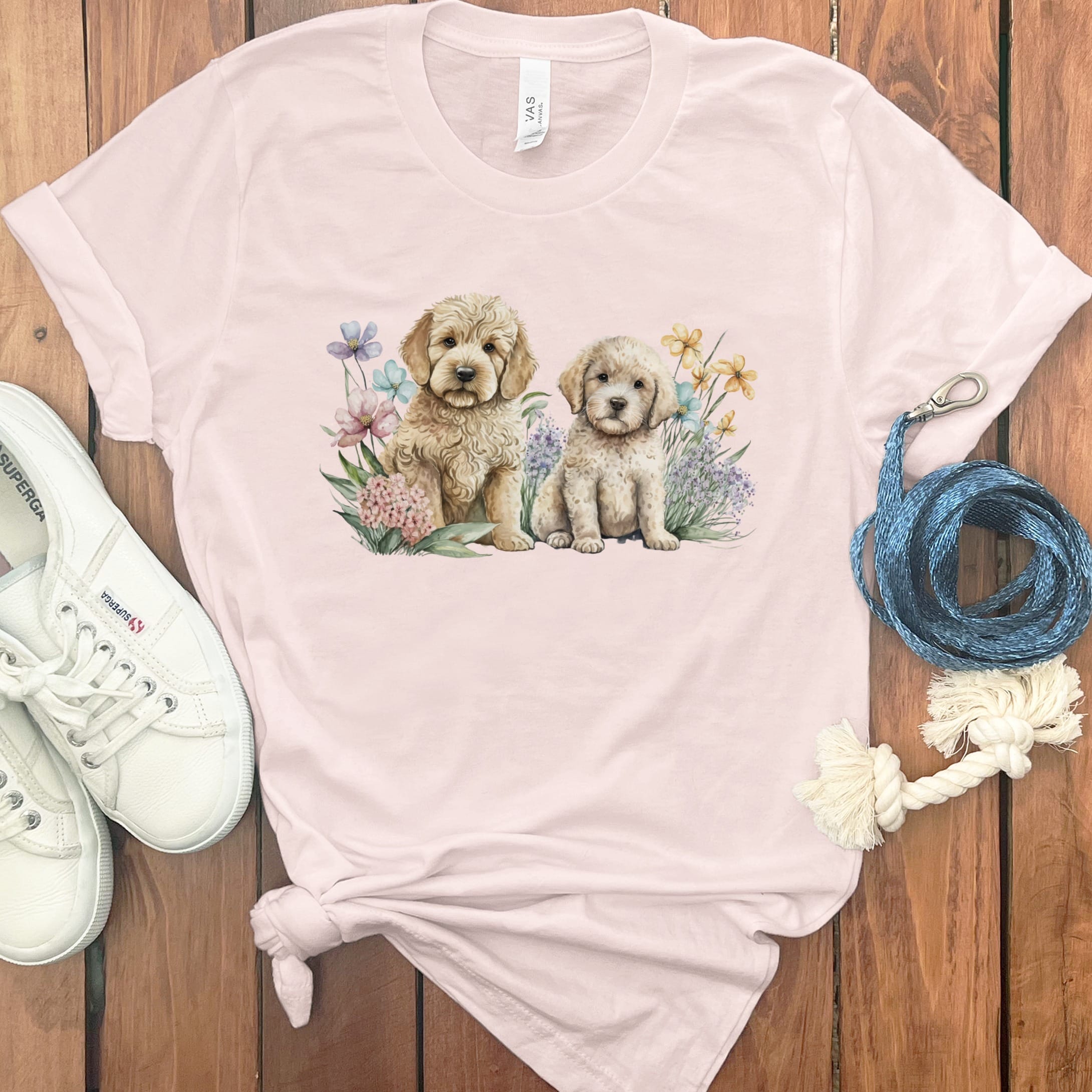 Watercolor Doodle T-Shirt in Soft Pink / M by Puppy Jo