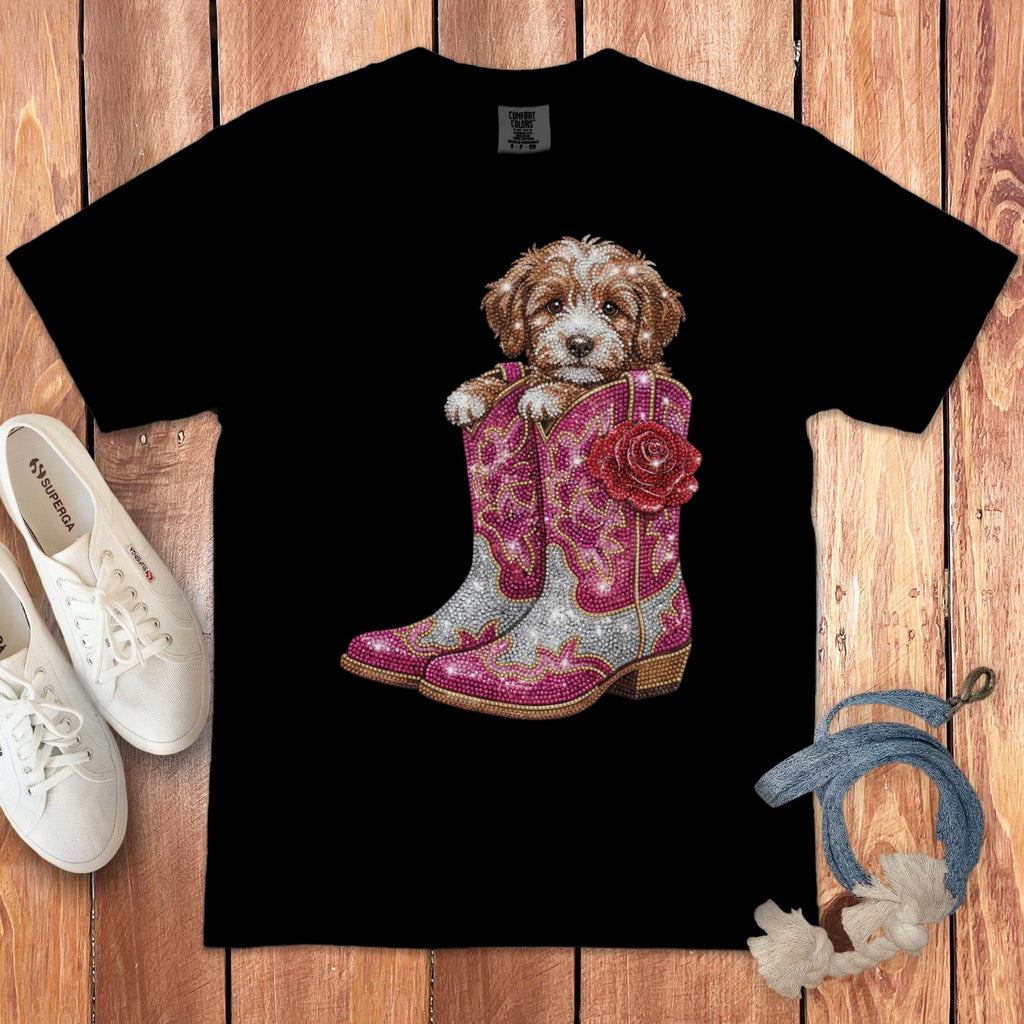 Western Cavapoo Signature T-Shirt in Black / S by Puppy Jo